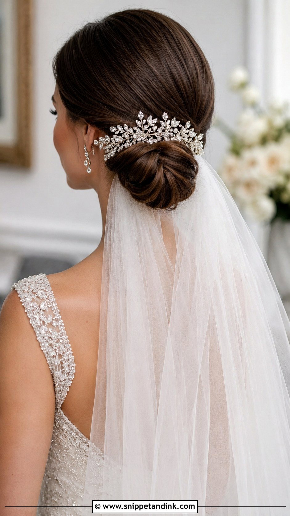 Elegant Low Chignon - Snippet and Ink - 25 Loose Low Bun Wedding Hair Ideas
