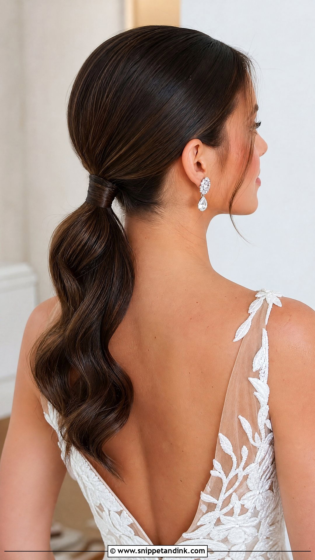 Elegant Low Ponytail Wedding Hairstyle - Snippet and Ink - 20 Trendy Wedding Hairstyles