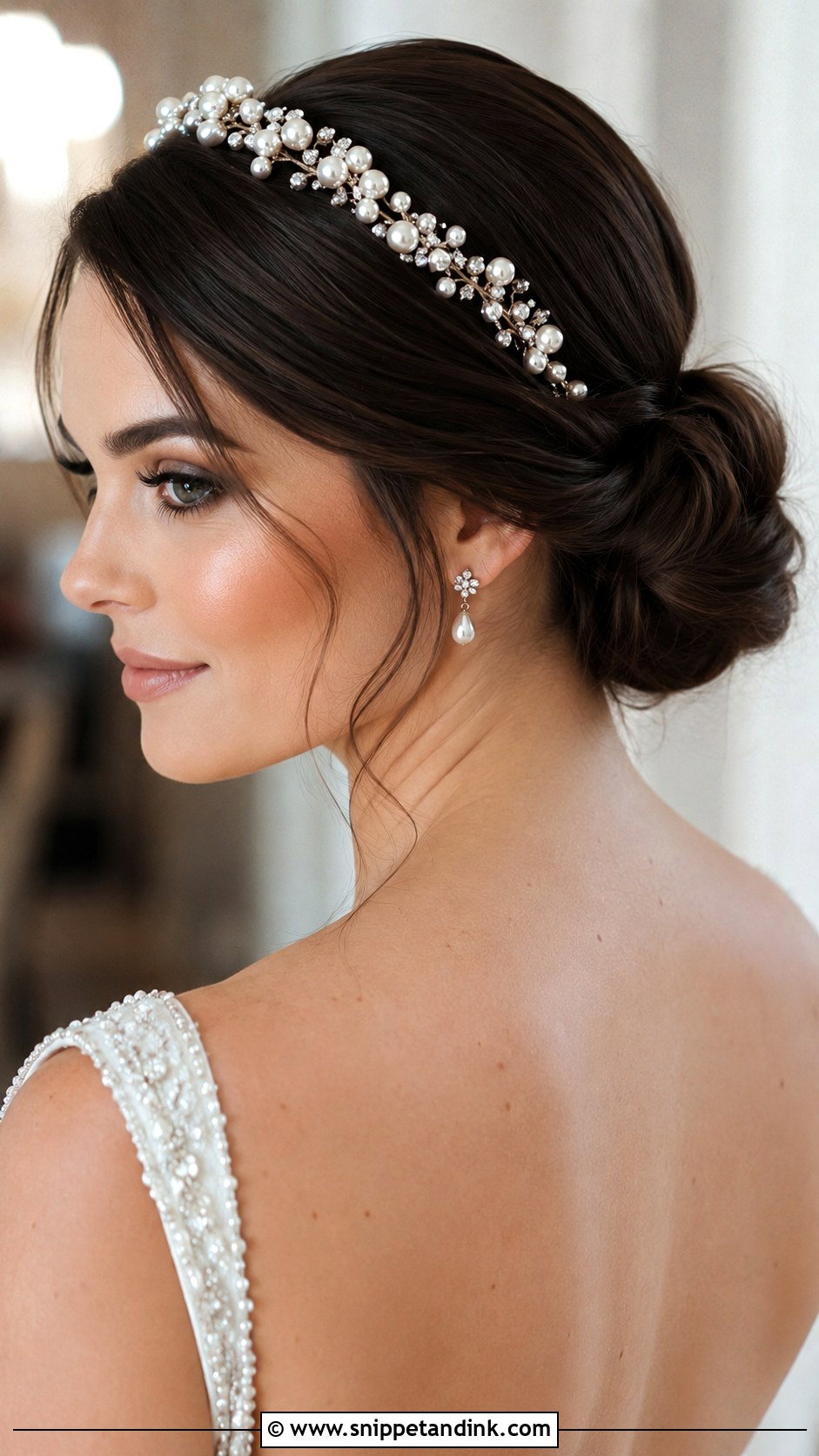 Elegant Low Updo With Headband - Snippet and Ink - 30 Low Updo Wedding Hair Ideas