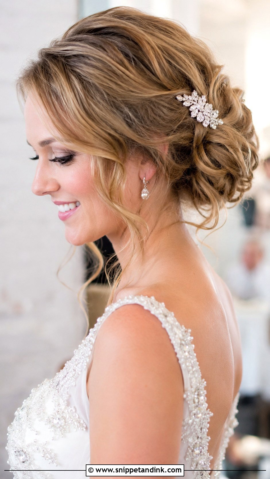 Elegant Messy Updo for Formal Weddings - Snippet and Ink - 30 Messy Updo Wedding Ideas