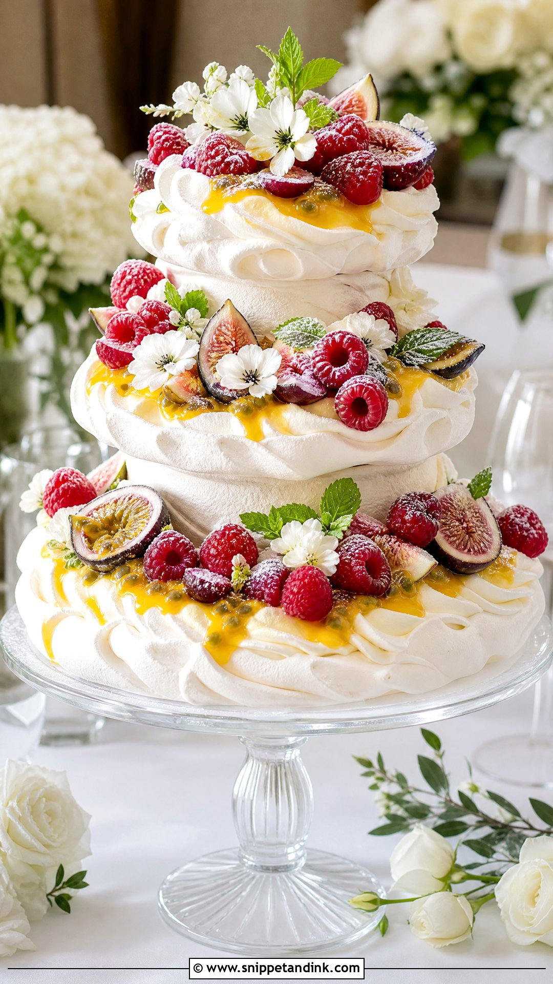 Elegant Pavlova Wedding Cake - Snippet and Ink - 20 Pavlova Wedding Cake Ideas