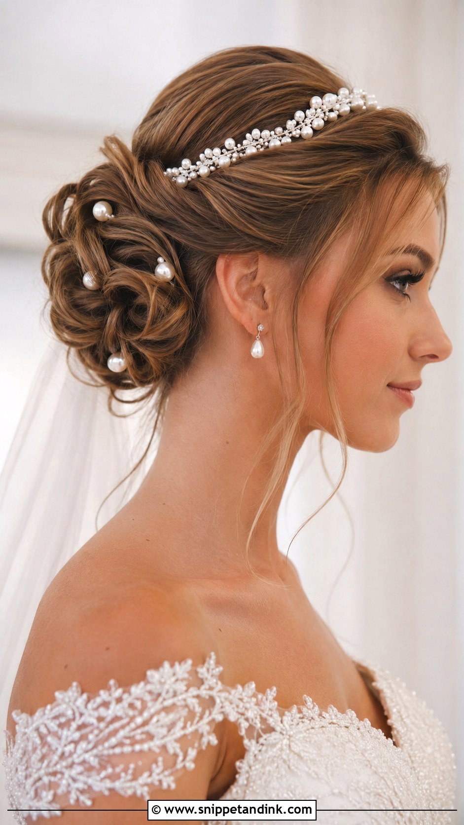Elegant Pearl Embellished Updo - Snippet and Ink - 30 Bride Updo Hairstyles