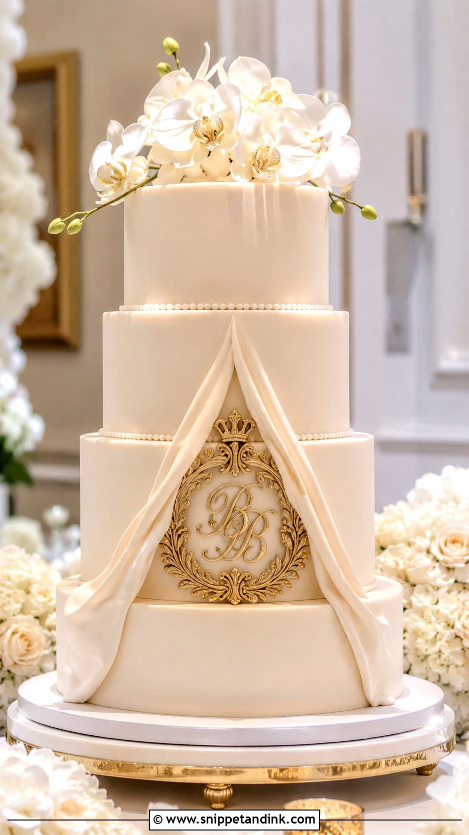 Elegant Reveal Wedding Cake - Snippet and Ink - 20 Reveal Wedding Cake Ideas