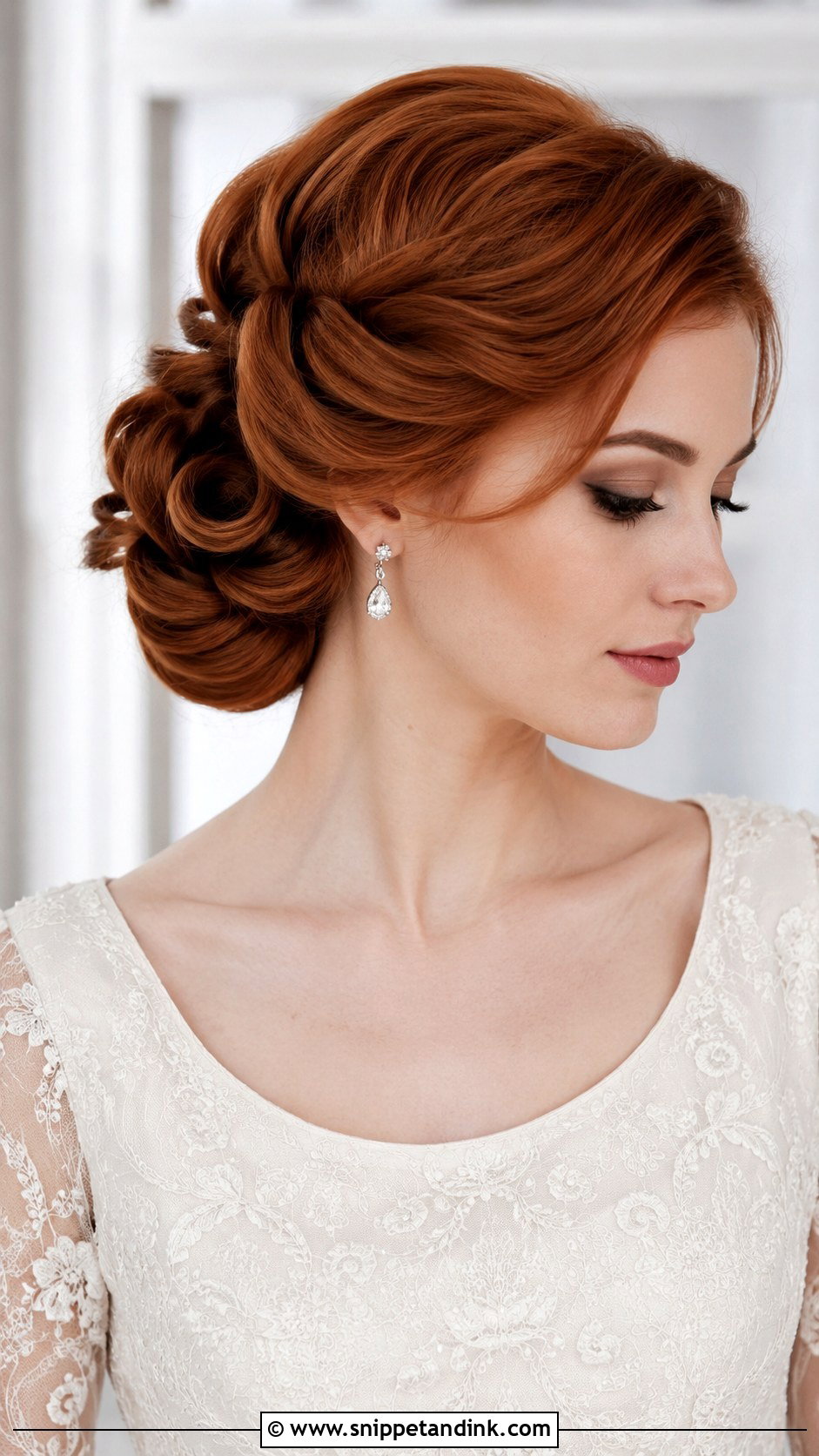 Elegant Rolled Updo With Side Twist - Snippet and Ink - 25 Bridal Updos for Medium Hair