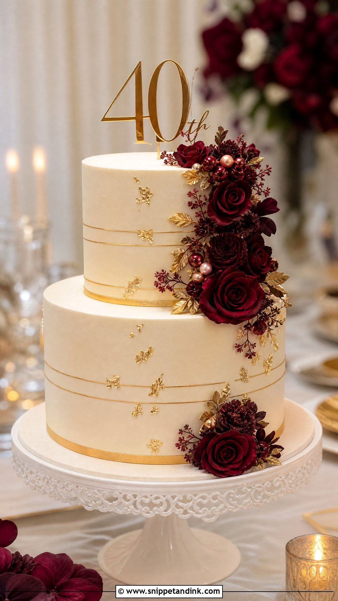 Elegant Ruby Wedding Anniversary Cake - Snippet and Ink - 25 40th Wedding Anniversary Cake Ideas