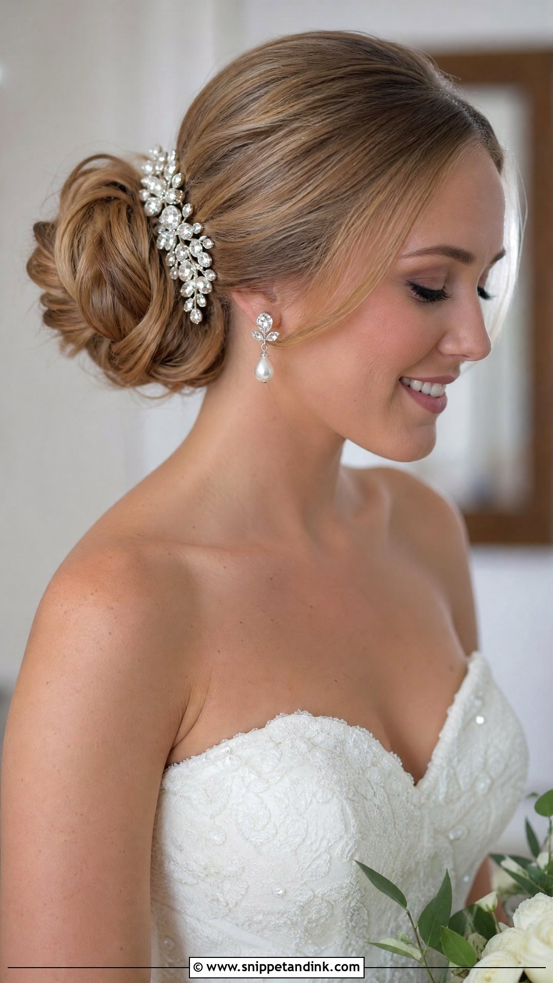 Elegant Side Bun With Hair Accessories - Snippet and Ink - 25 Side Bun Wedding Hair Ideas