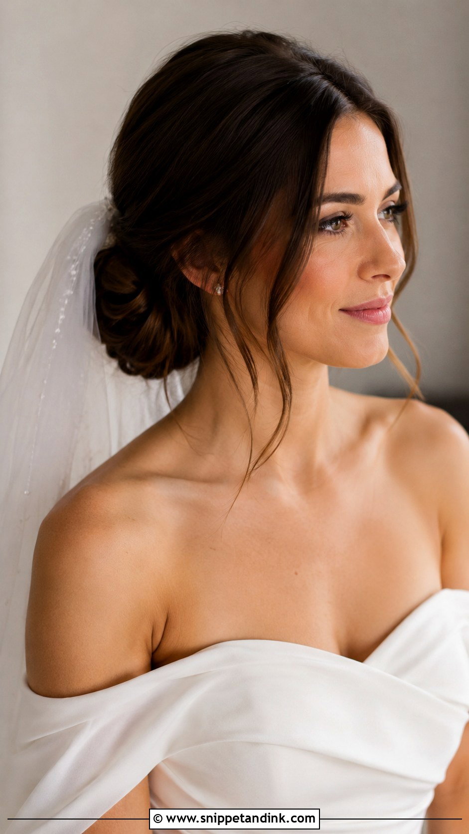 Elegant Side Bun With Veil - Snippet and Ink - 25 Classy Bridal Hair Ideas