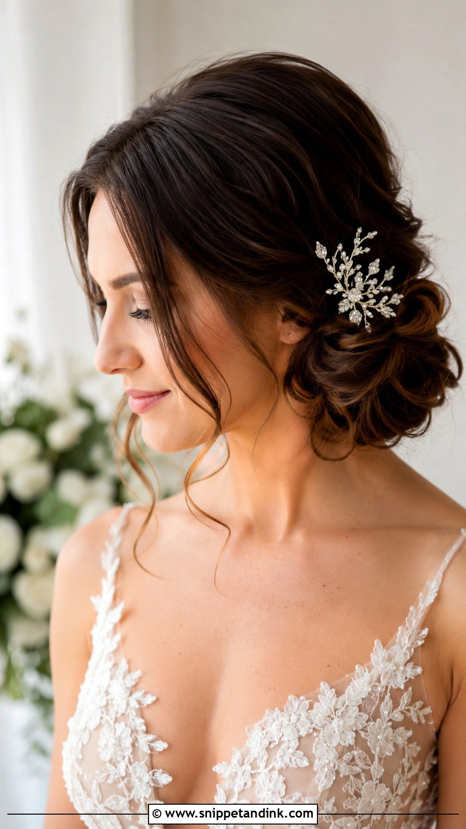 Elegant Side Bun for Short Hair - Snippet and Ink - 35 Wedding Hairstyles for Short Hair
