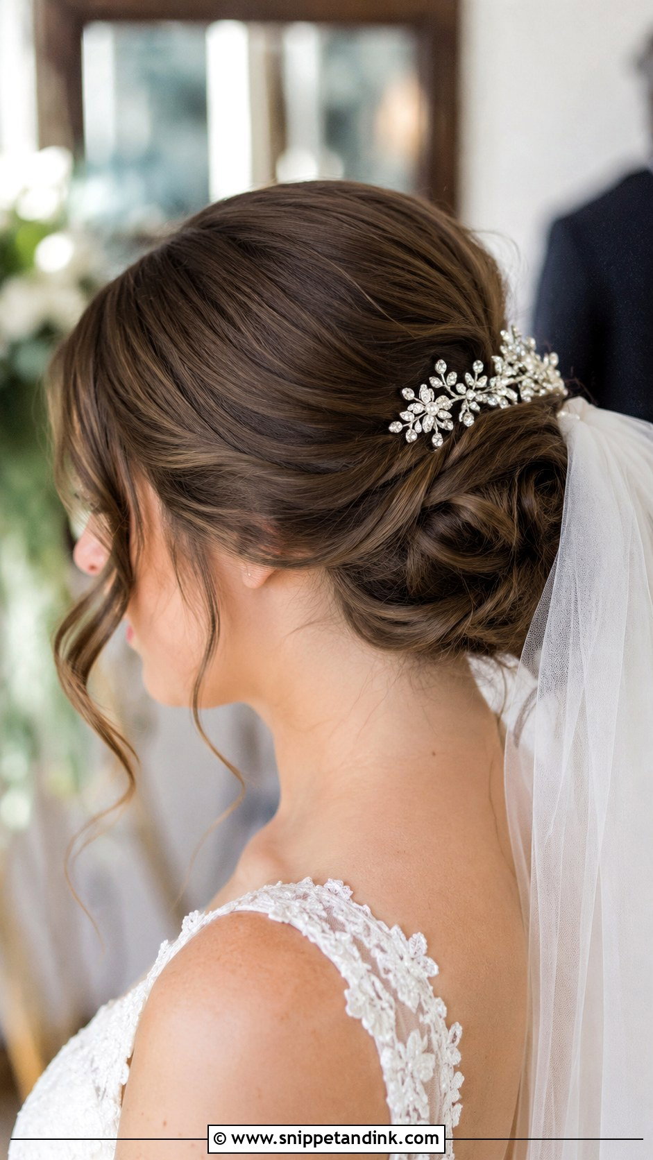 Elegant Updo With Crystal Comb - Snippet and Ink - 30 Wedding Hairstyles Short Hair