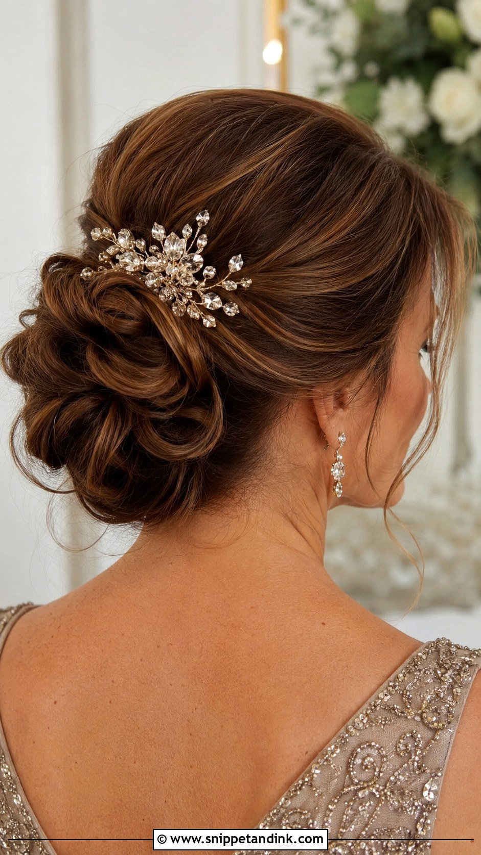 Elegant Updo With Hair Accessory - Snippet and Ink - 20 Mother of the Bride Wedding Hairstyles