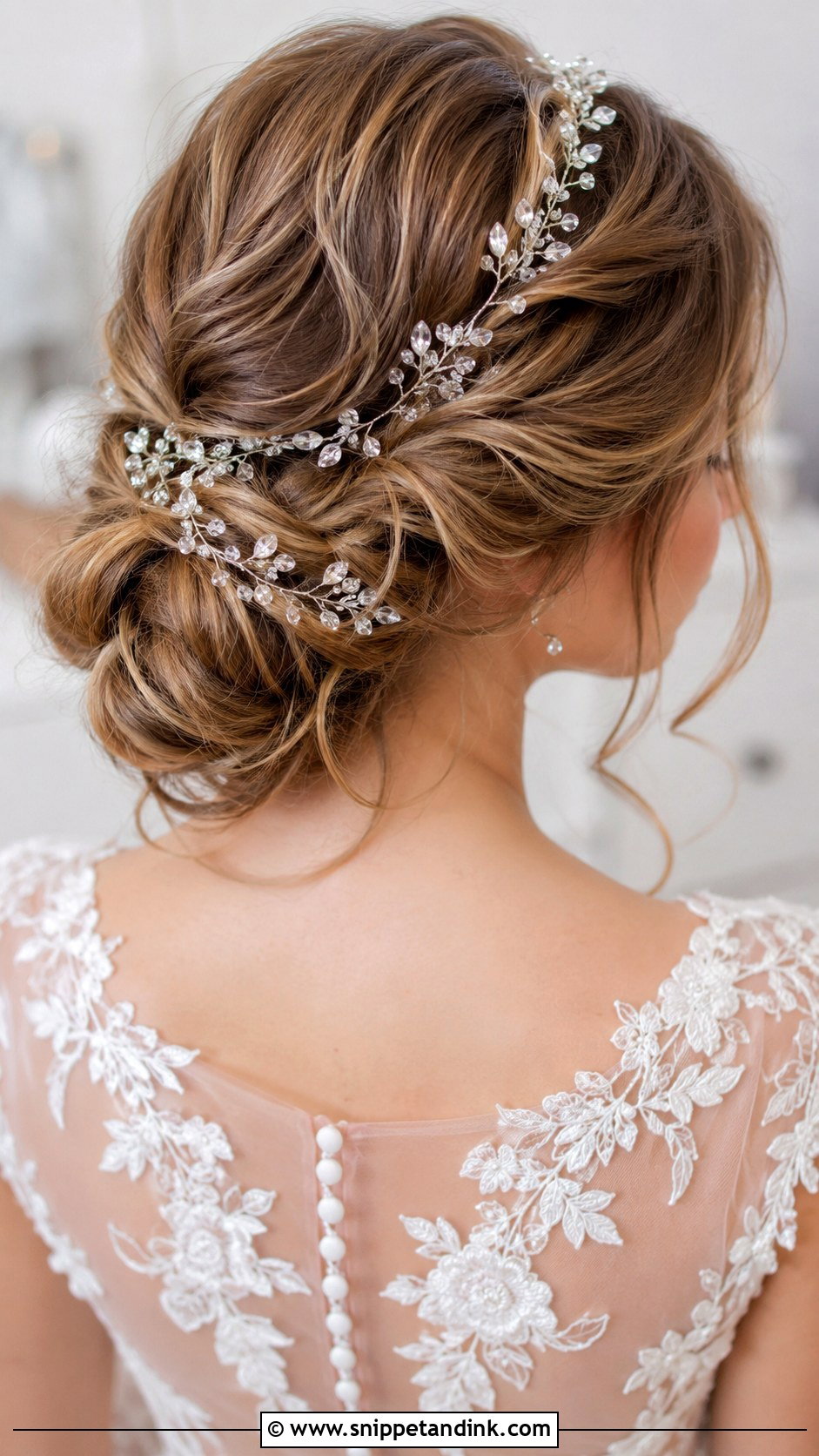 Elegant Updo With Hair Vine - Snippet and Ink - 25 Long Hair Updo for Wedding Ideas