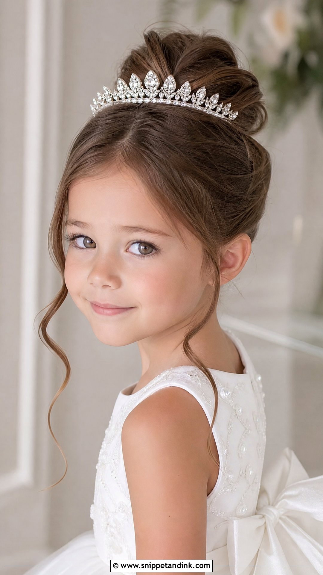 Elegant Updo With Tiara - Snippet and Ink - 20 Kids Hair Styles for Wedding