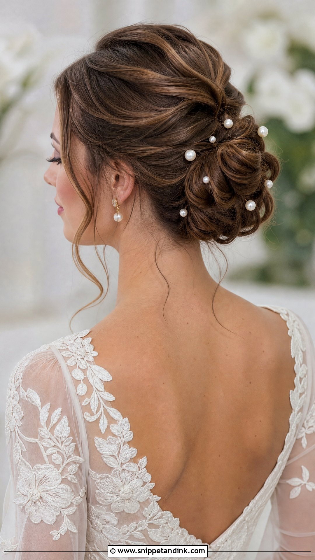 Elegant Updo with Pearl Pins - Snippet and Ink - 30 Glam Bridal Hair Ideas