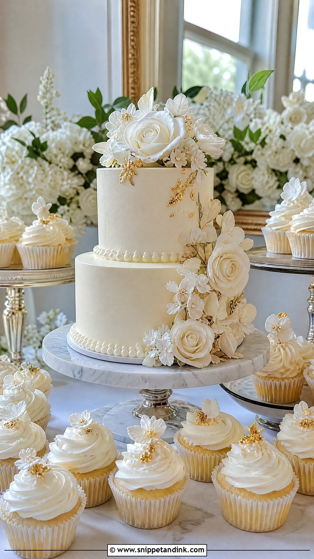 Elegant Wedding Cake And Cupcake Display - Snippet and Ink - 20 Wedding Cake and Cupcake Display