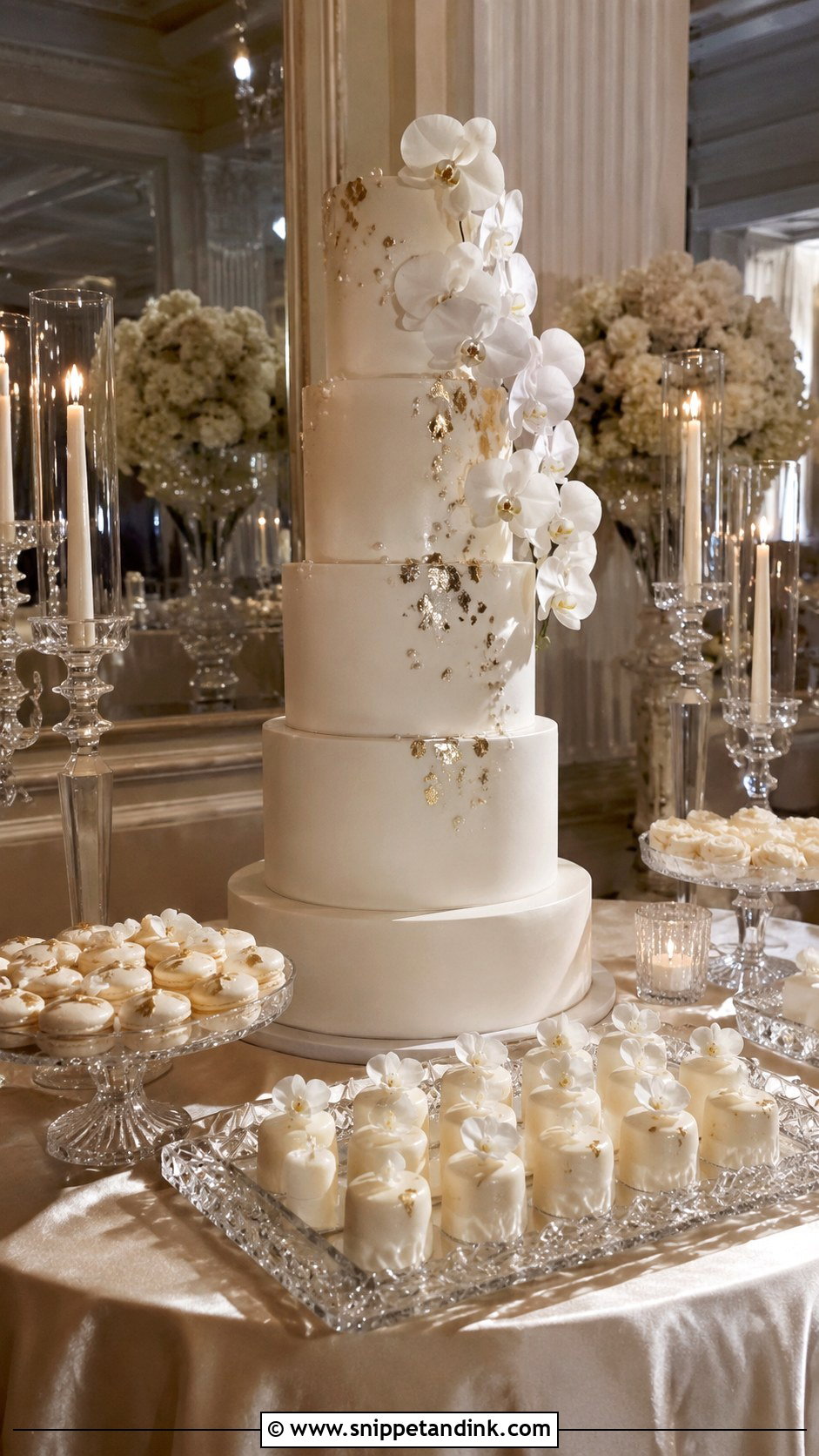 Elegant Wedding Cake Station - Snippet and Ink - 20 Wedding Cake Station Ideas