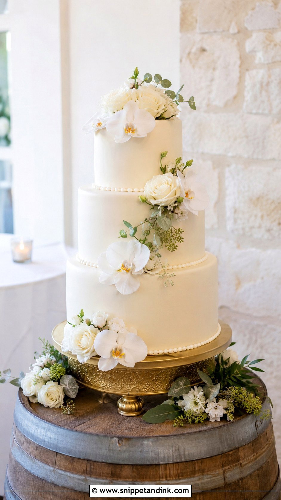 Elegant Wedding Cake on Barrel - Snippet and Ink - 20 Wedding Cake Ideas on Barrel