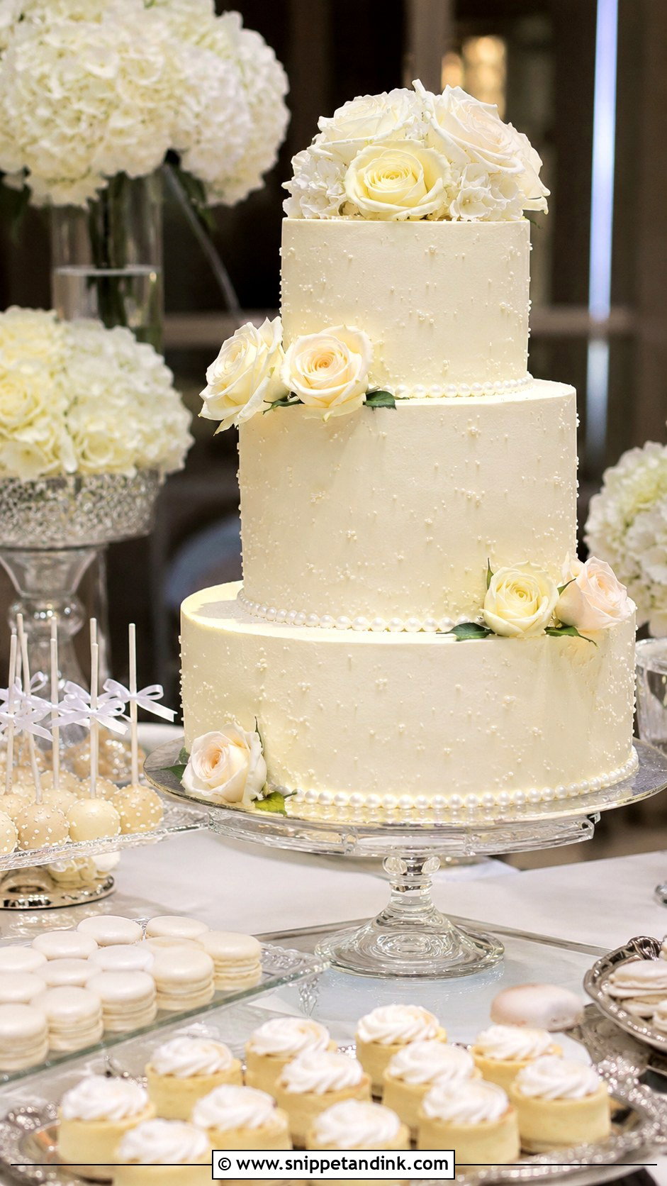 Elegant White Wedding Sweet Table - Snippet and Ink - 30 Wedding Sweet Table Ideas