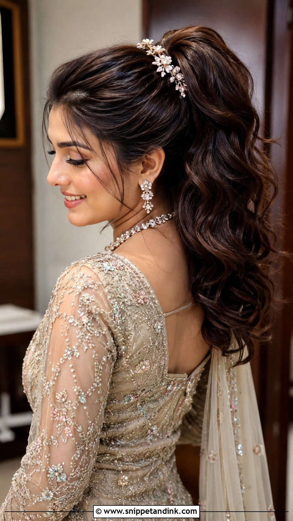 Elevated Ponytail With Volume - Snippet and Ink - 25 Pakistani Wedding Hairstyles