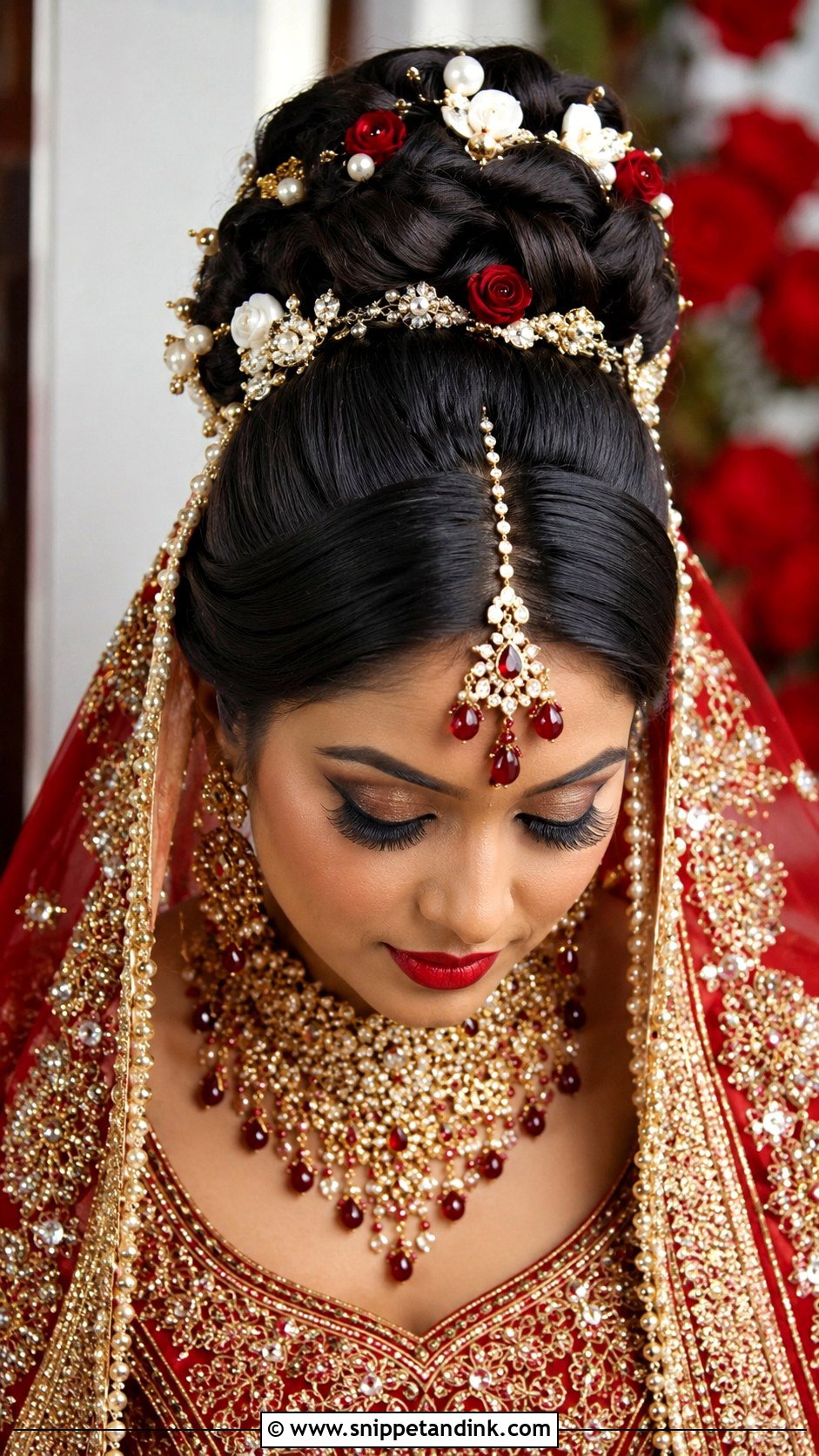 Embellished High Bun - Snippet and Ink - 25 Desi Wedding Hairstyles