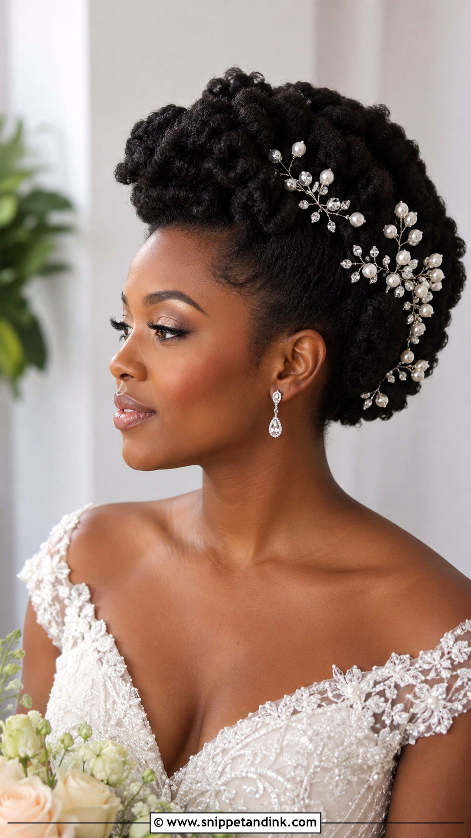 Embellished Natural Hair Updo - Snippet and Ink - 20 Bride Hairstyles for Black Women