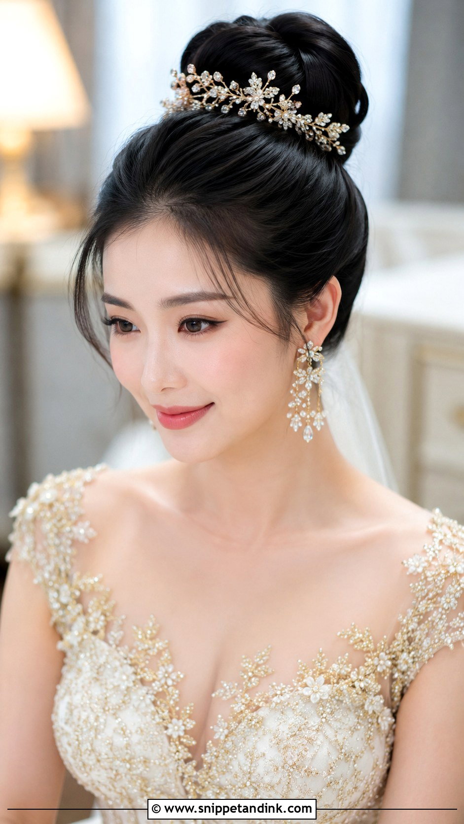 Embellished Top Bun - Snippet and Ink - 25 Asian Bridal Hair Ideas