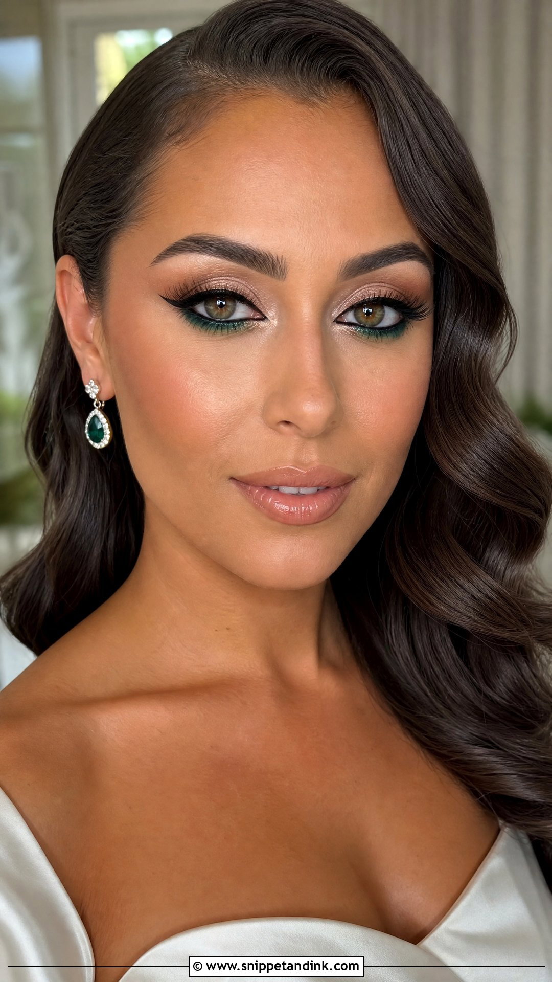 Emerald Accent Wedding Makeup For Hazel Eyes - Snippet and Ink - 20 Full Glam Wedding Makeup for Hazel Eyes