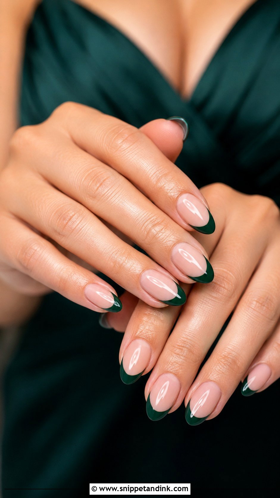 Emerald French Tip Bridesmaid Nails - Snippet and Ink - 20 Green Bridesmaid Nails