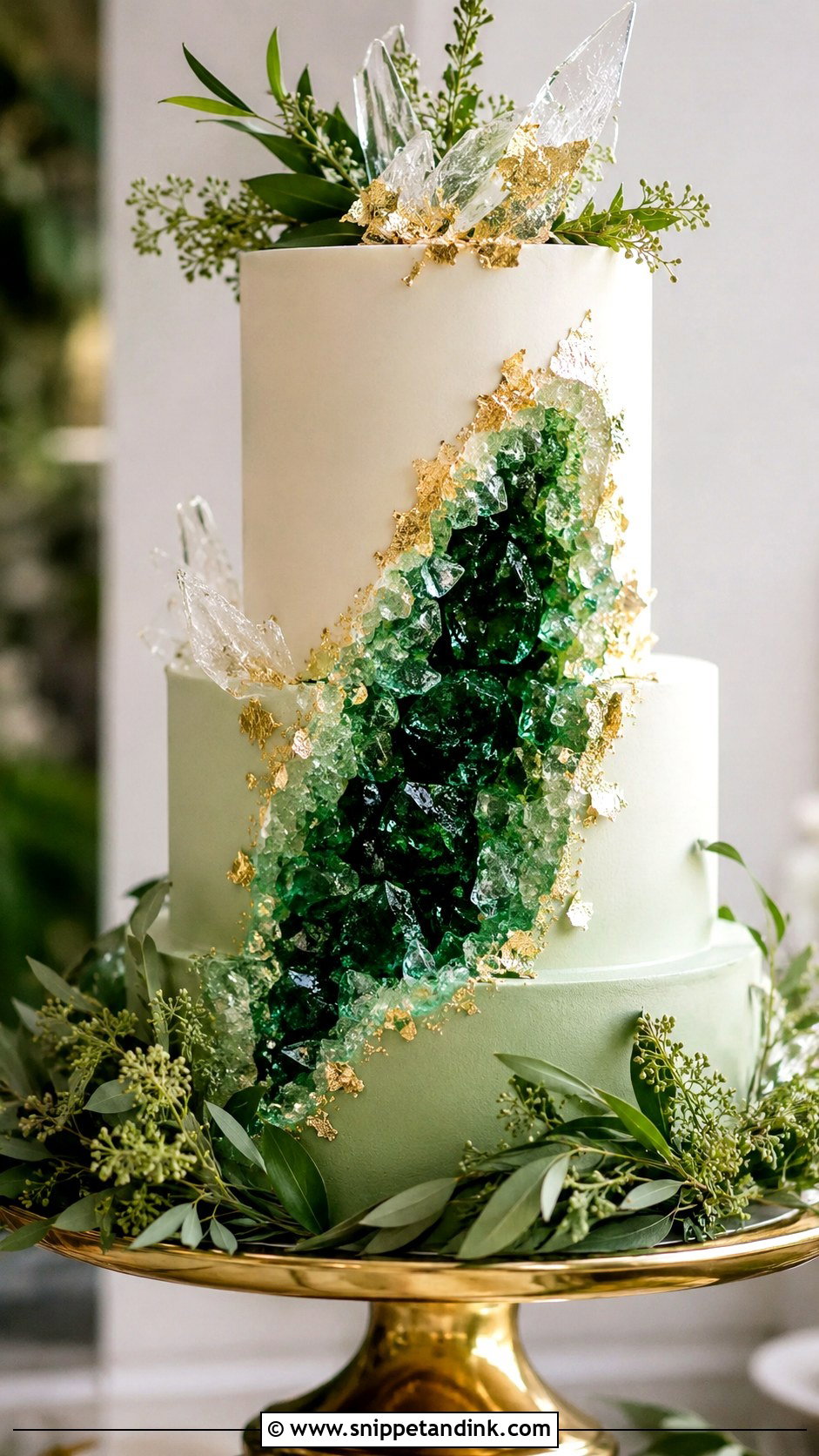 Emerald Geode Wedding Cake - Snippet and Ink - 30 Geode Wedding Cakes