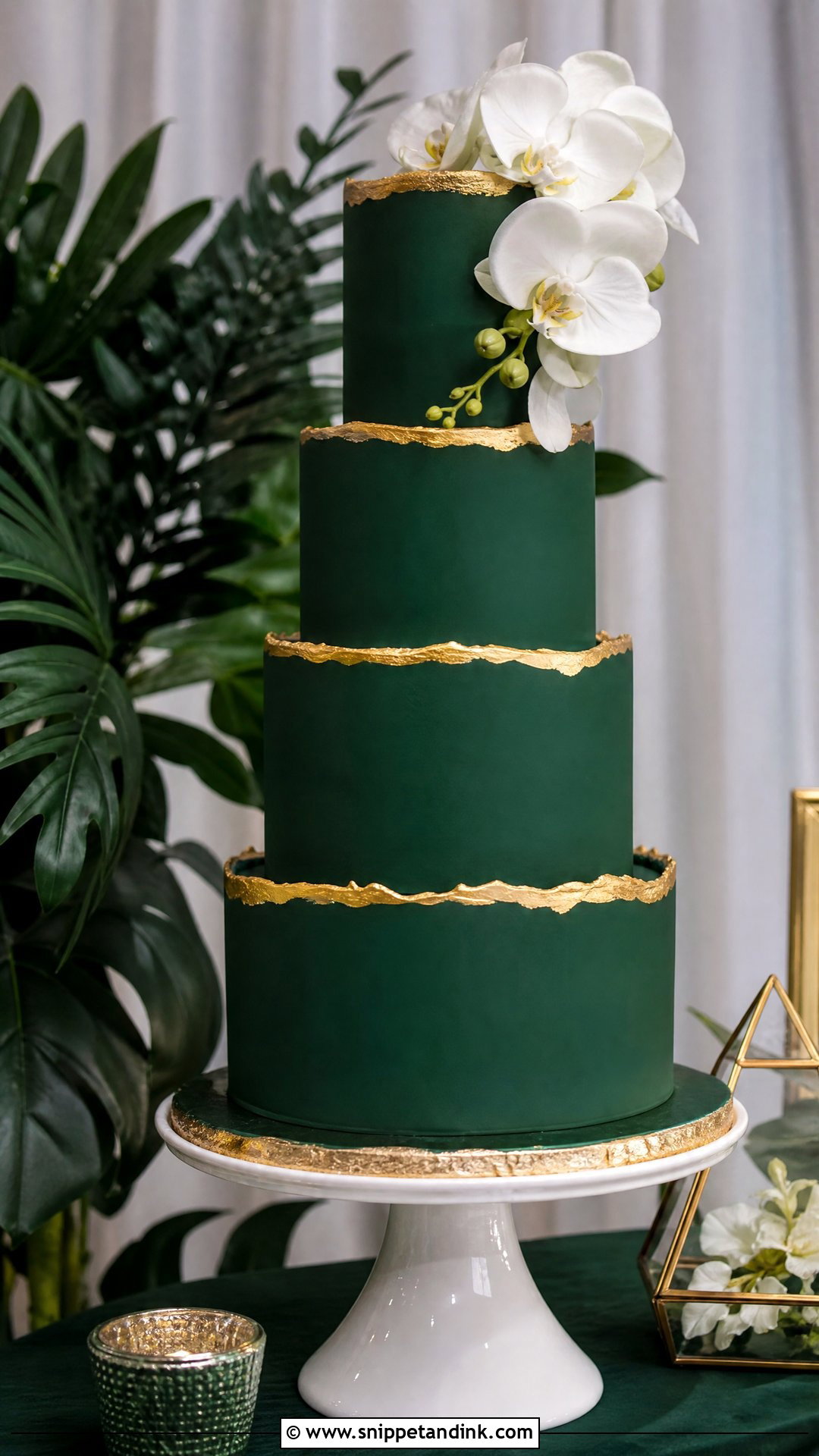 Emerald Gold Wedding Cake - Snippet and Ink - 35 Gold Cake Ideas for Wedding