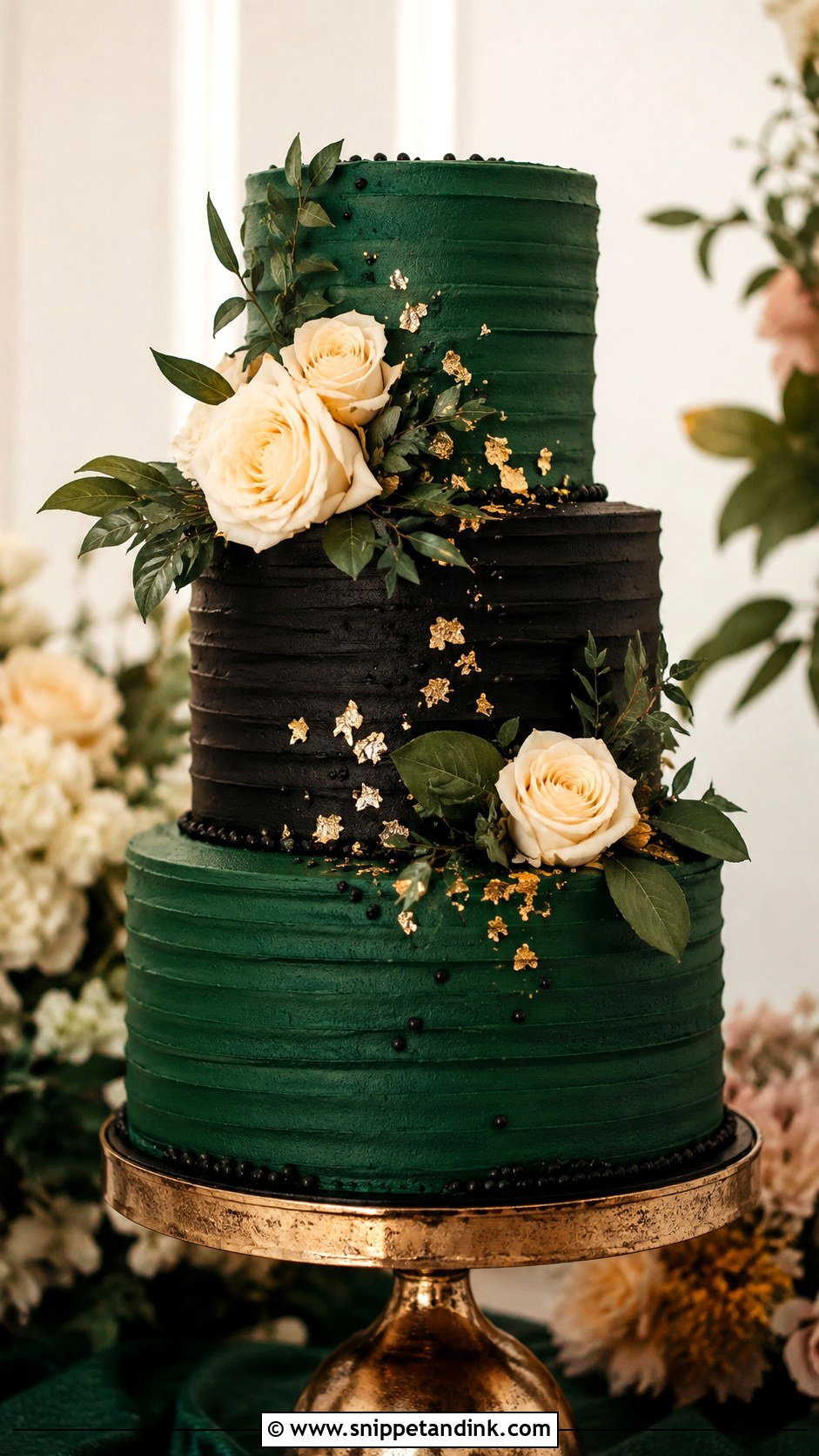 Emerald Green And Black Buttercream Wedding Cake - Snippet and Ink - 25 Emerald Green and Black Wedding Cake Ideas