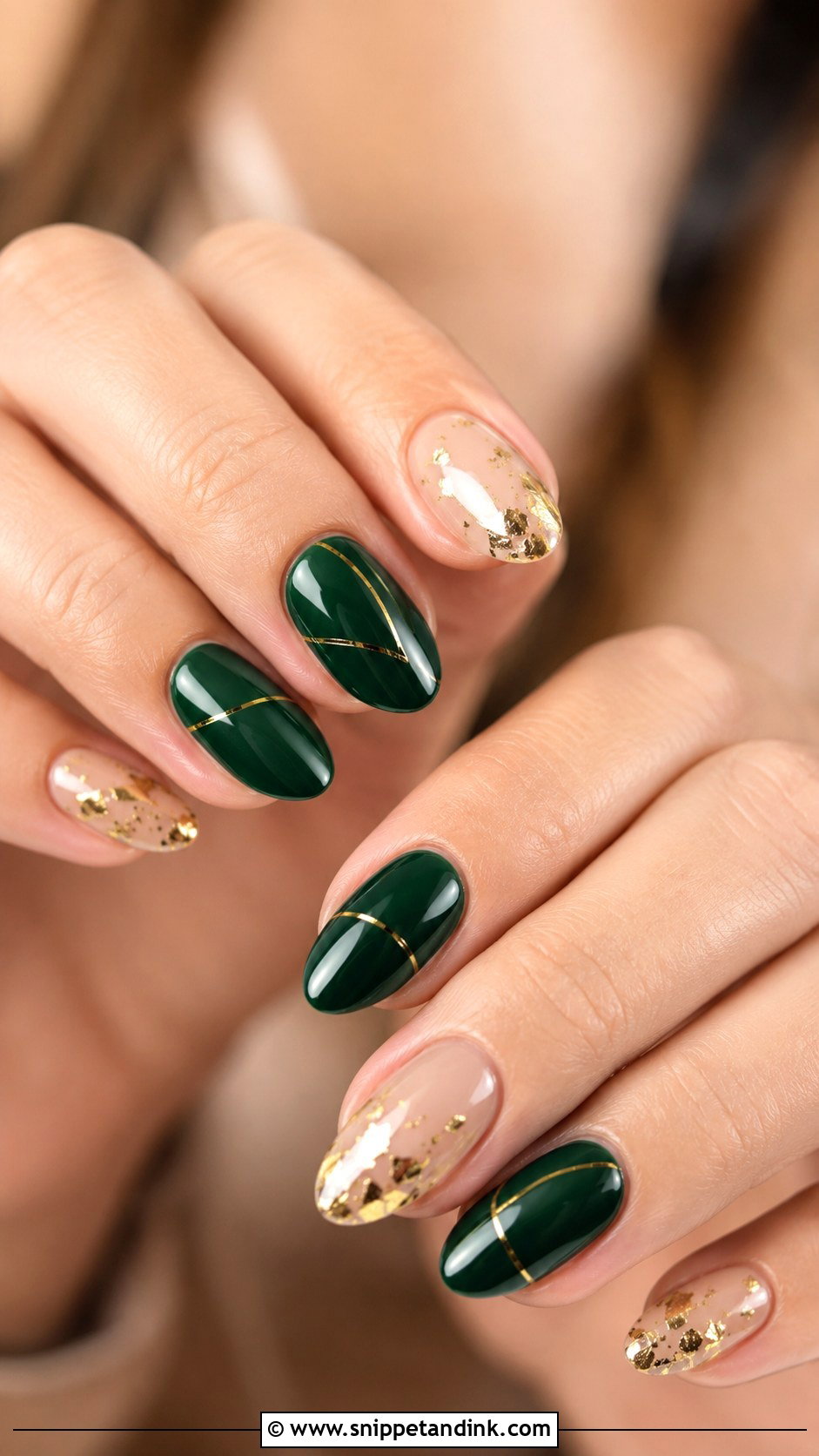 Emerald Green And Gold Wedding Nails - Snippet and Ink - 20 Emerald Green Wedding Nails