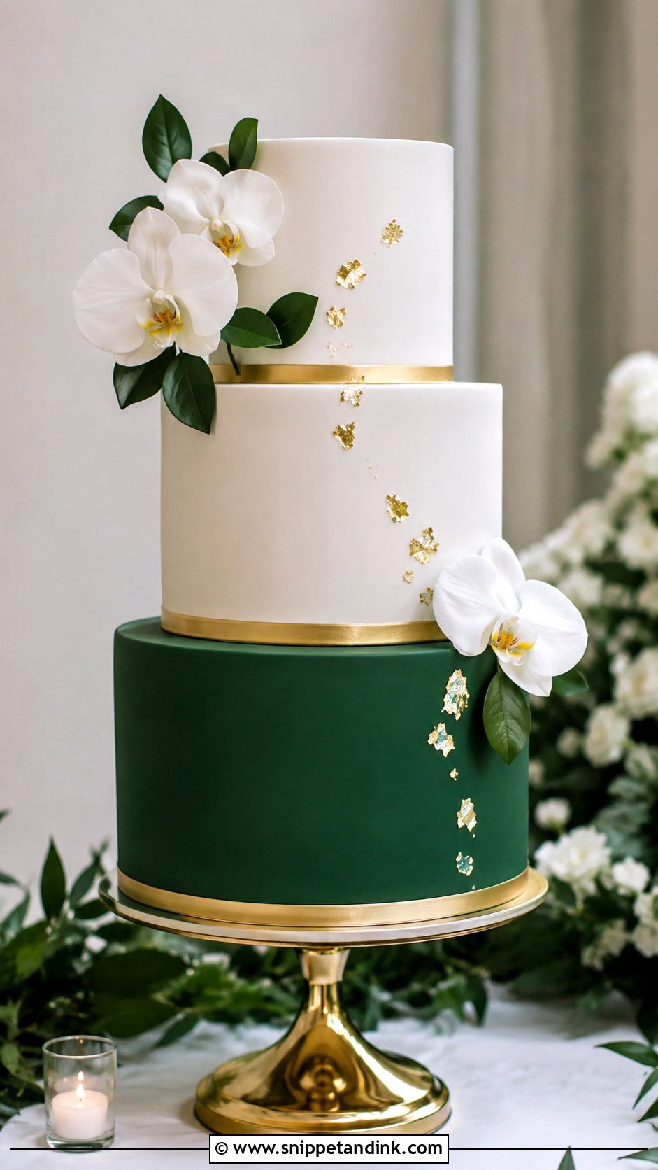 Emerald Green And White Two Tone Wedding Cake - Snippet and Ink - 20 Two Tone Wedding Cake Ideas