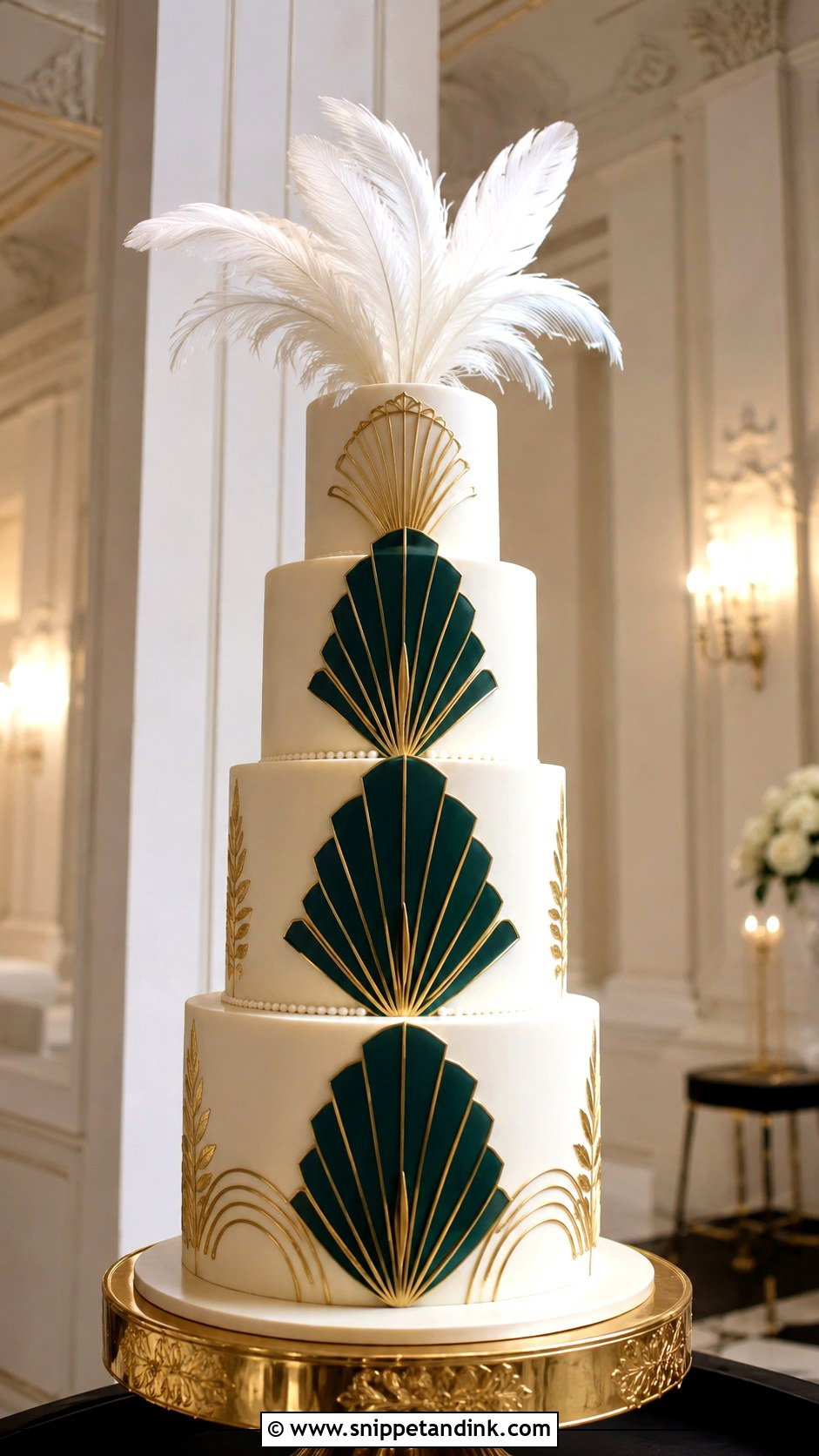 Emerald Green Art Deco Wedding Cake - Snippet and Ink - 25 Emerald Wedding Cakes