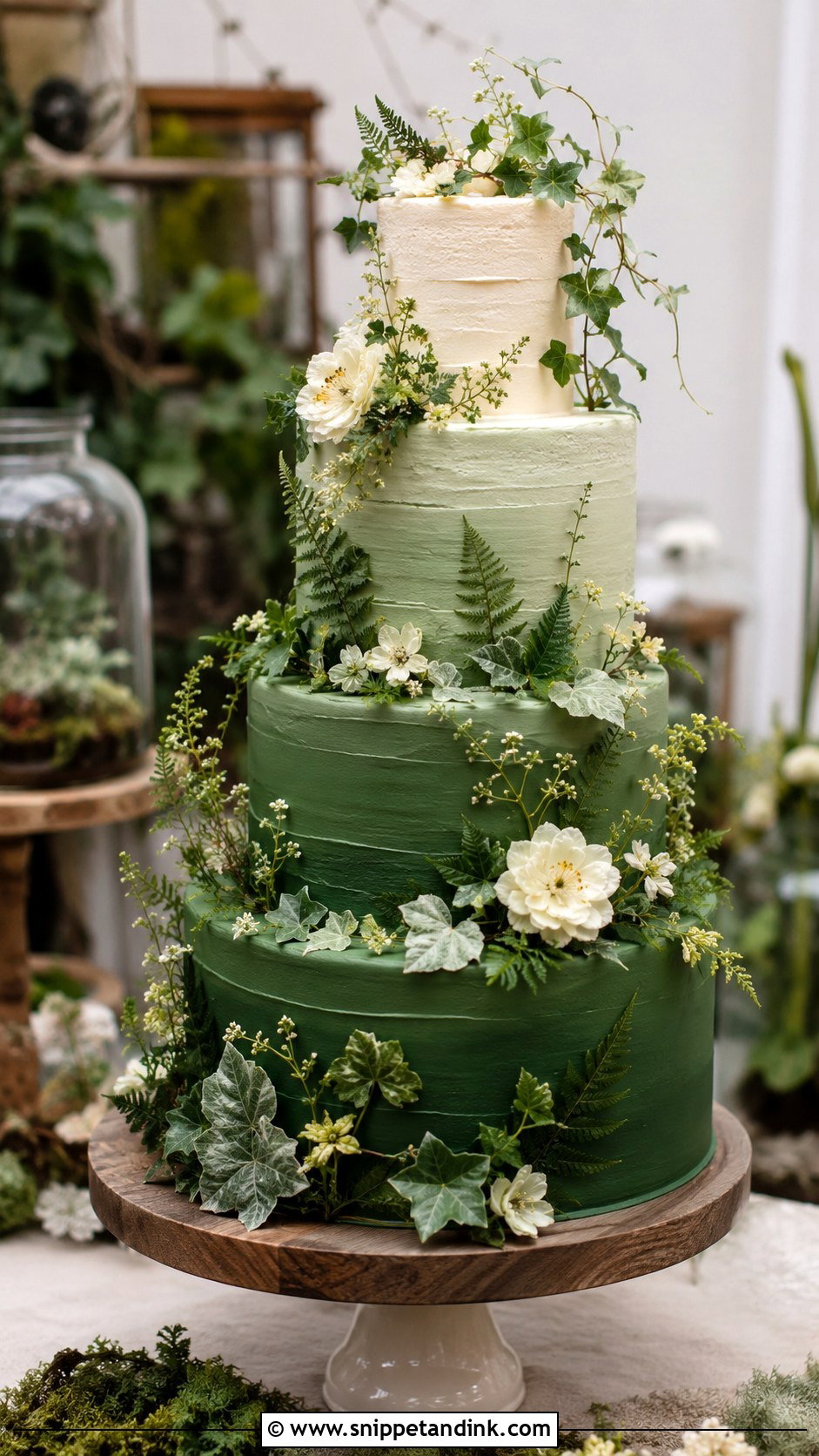 Emerald Green Botanical Wedding Cake - Snippet and Ink - 25 Emerald Wedding Cakes