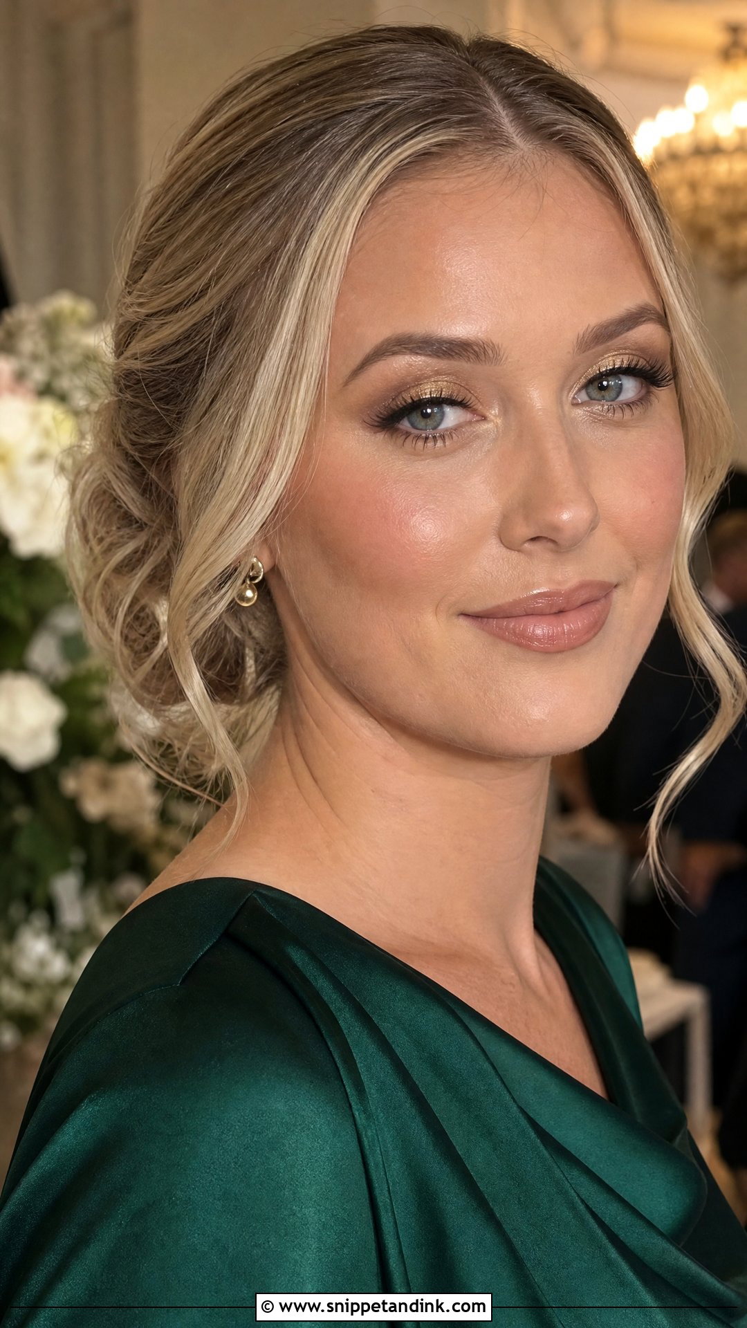 Emerald Green Dress With Gold Eye Makeup - Snippet and Ink - 20 Wedding Makeup for Green Dress Ideas