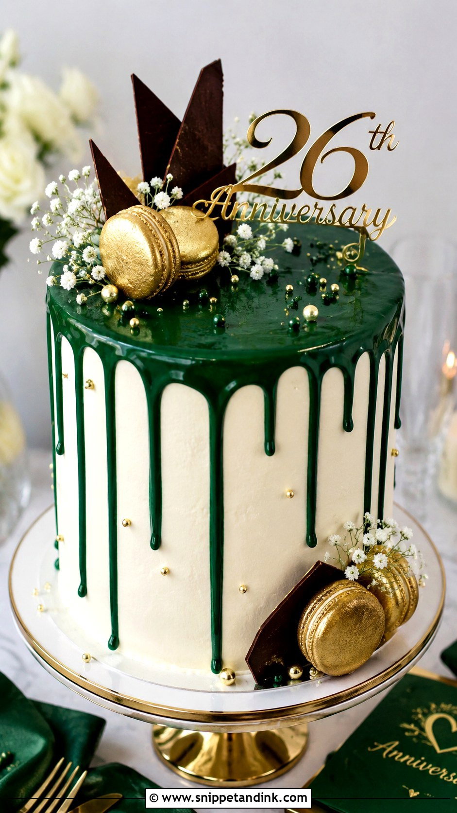 Emerald Green Drip Cake - Snippet and Ink - 20 26th Anniversary Cake Ideas