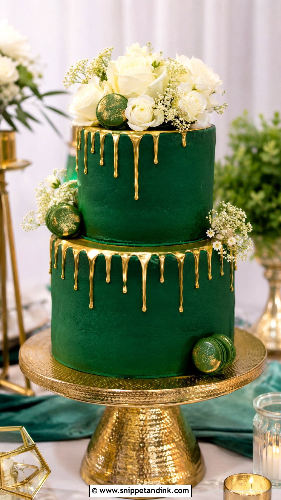 Emerald Green Drip Wedding Cake - Snippet and Ink - 25 Emerald Wedding Cakes