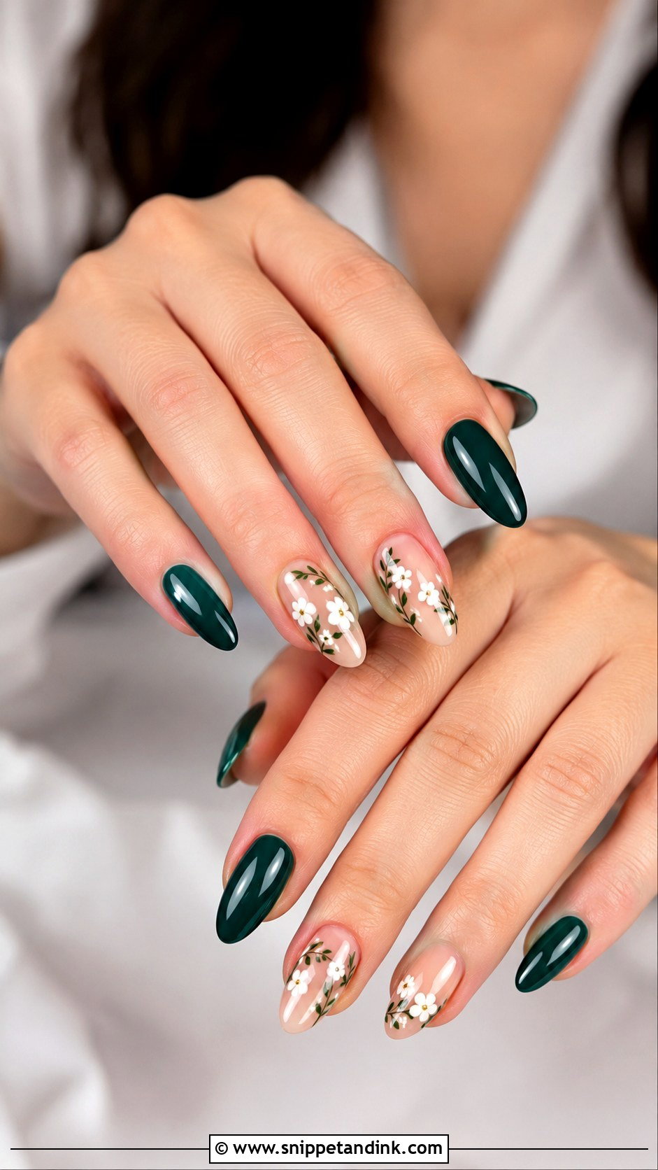 Emerald Green Floral Wedding Nails - Snippet and Ink - 20 Emerald Green Wedding Nails