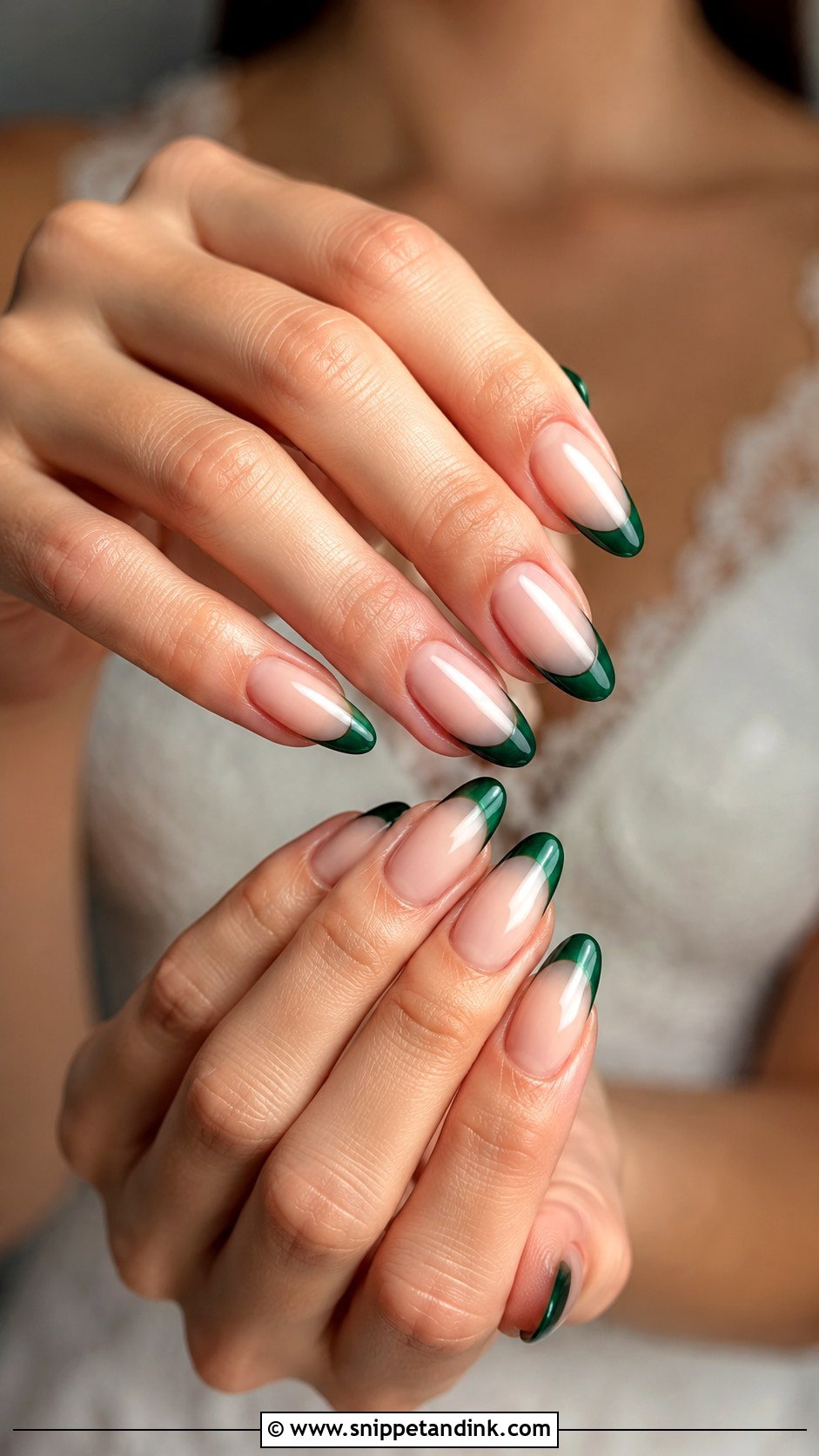 Emerald Green French Tip Wedding Nails - Snippet and Ink - 20 Emerald Green Wedding Nails