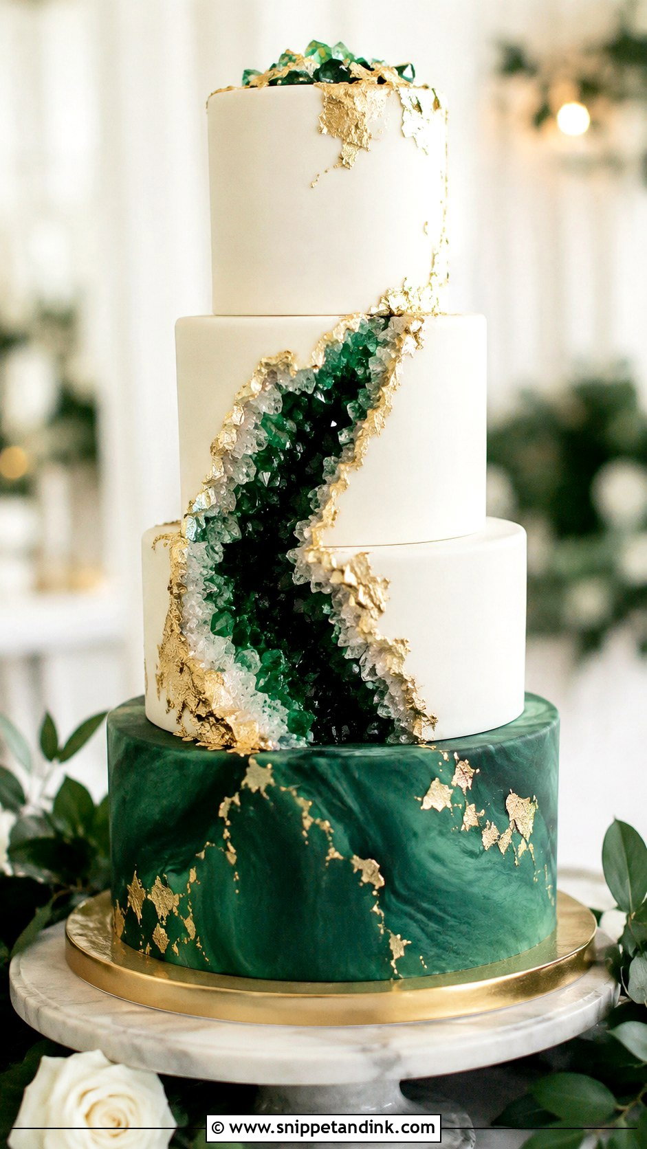 Emerald Green Geode Wedding Cake - Snippet and Ink - 25 Emerald Wedding Cakes