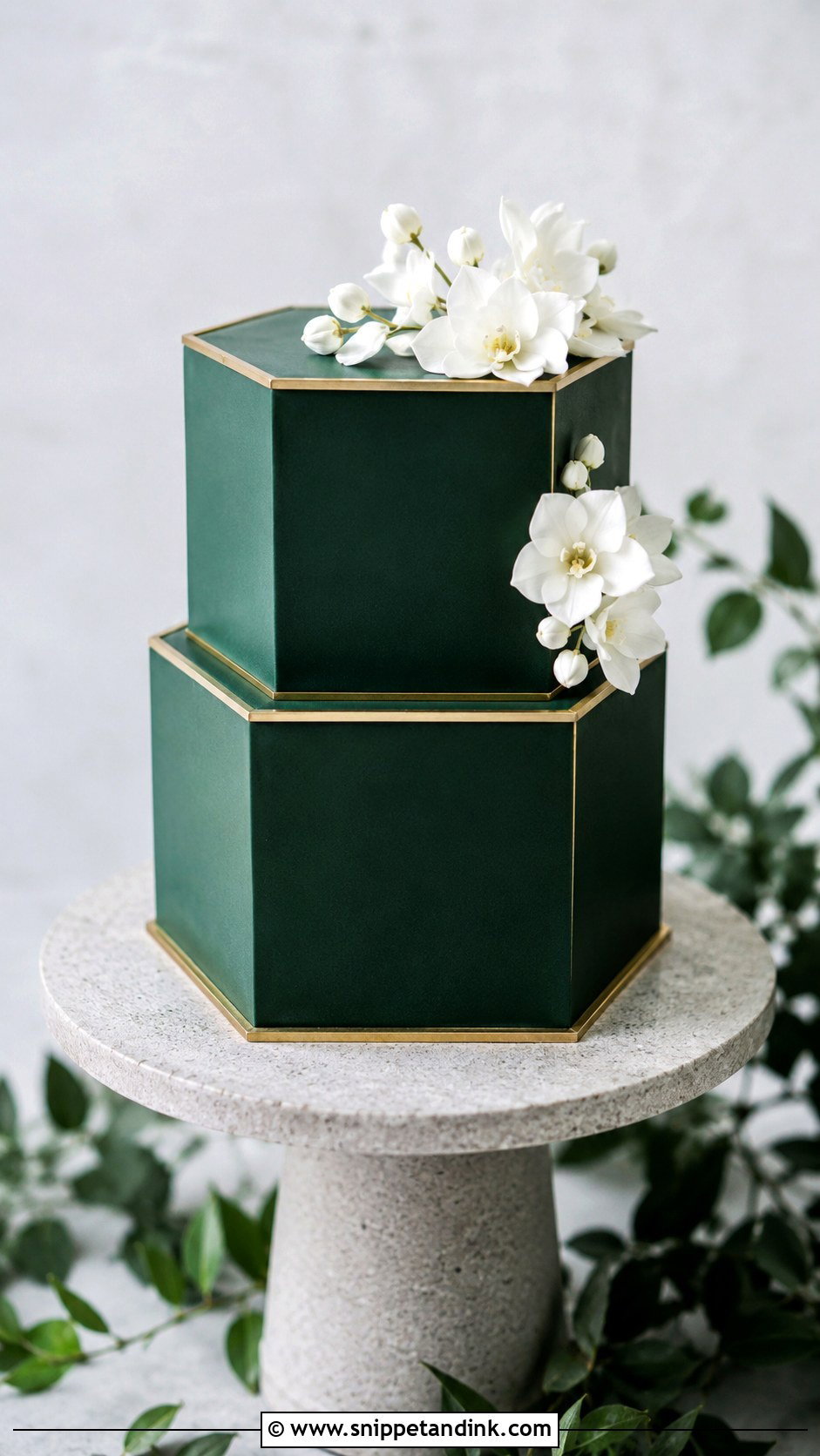 Emerald Green Hexagon Wedding Cake - Snippet and Ink - 25 Emerald Wedding Cakes