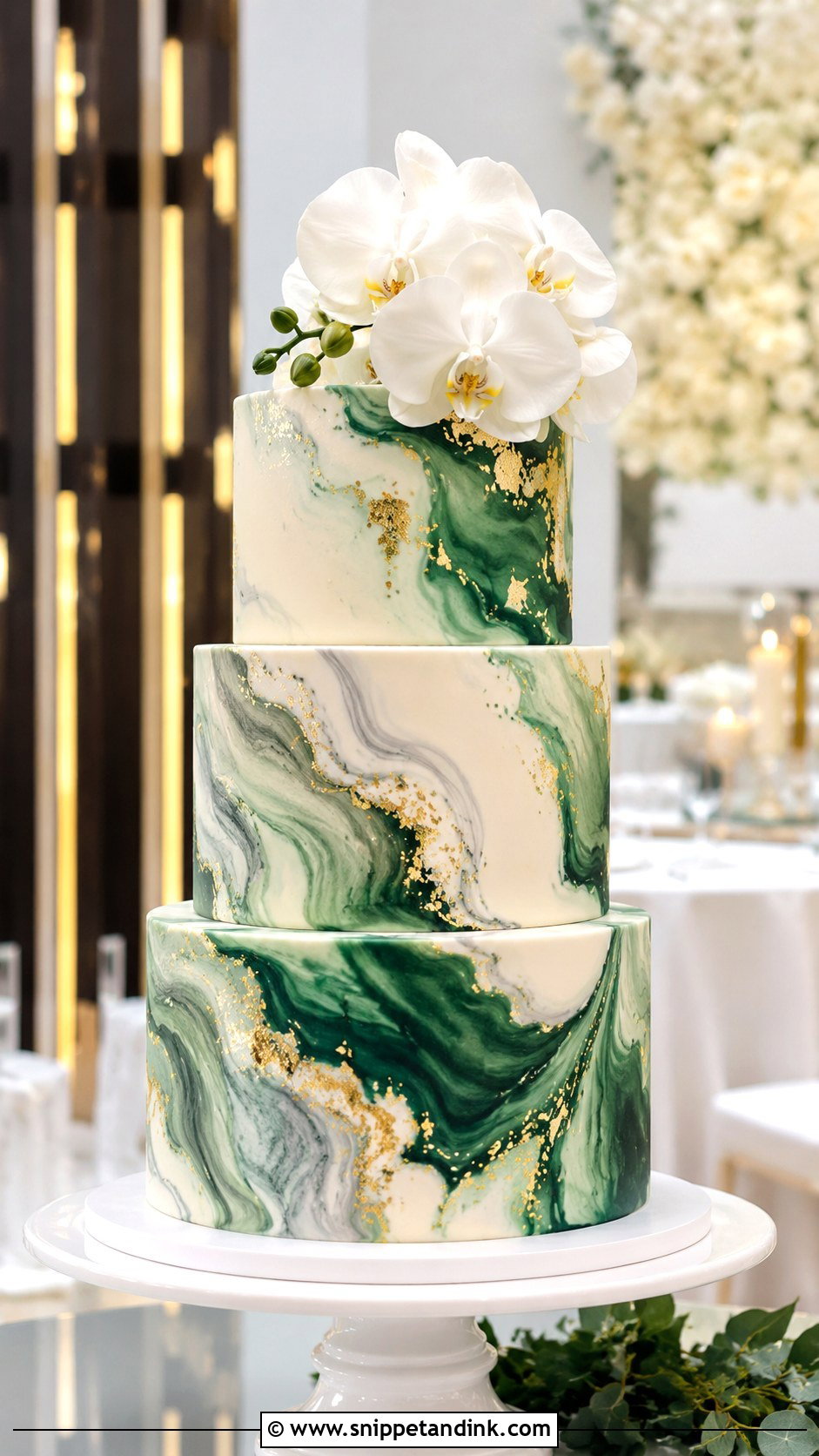 Emerald Green Marble Wedding Cake - Snippet and Ink - 25 Emerald Wedding Cakes