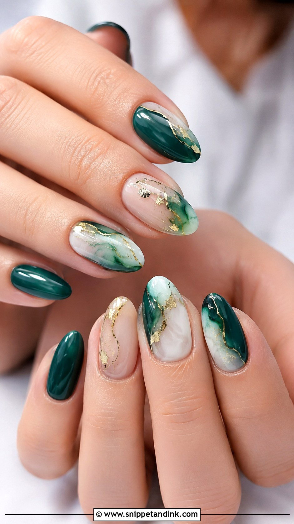 Emerald Green Marble Wedding Nails - Snippet and Ink - 20 Emerald Green Wedding Nails
