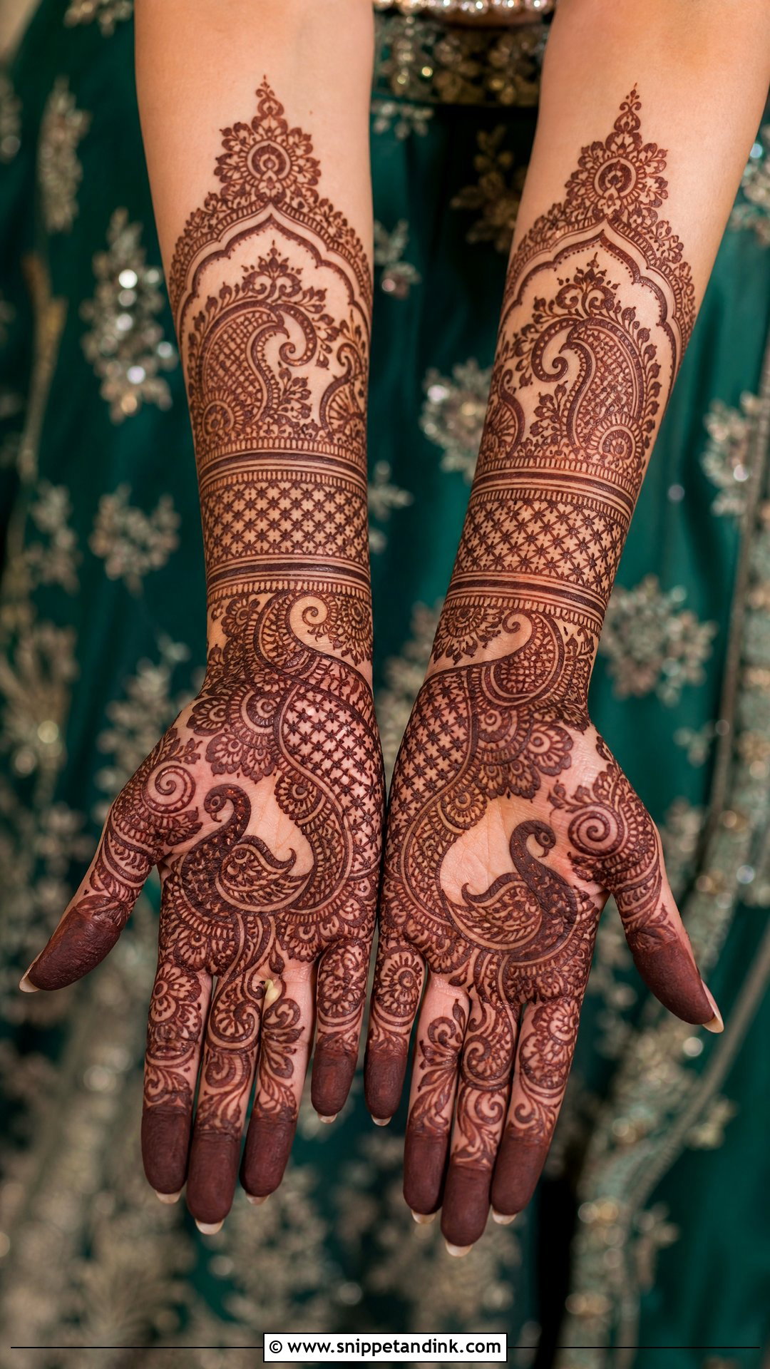 Emerald Green Mehndi Lehnga Design - Snippet and Ink - 25 Mehndi Lehnga Designs