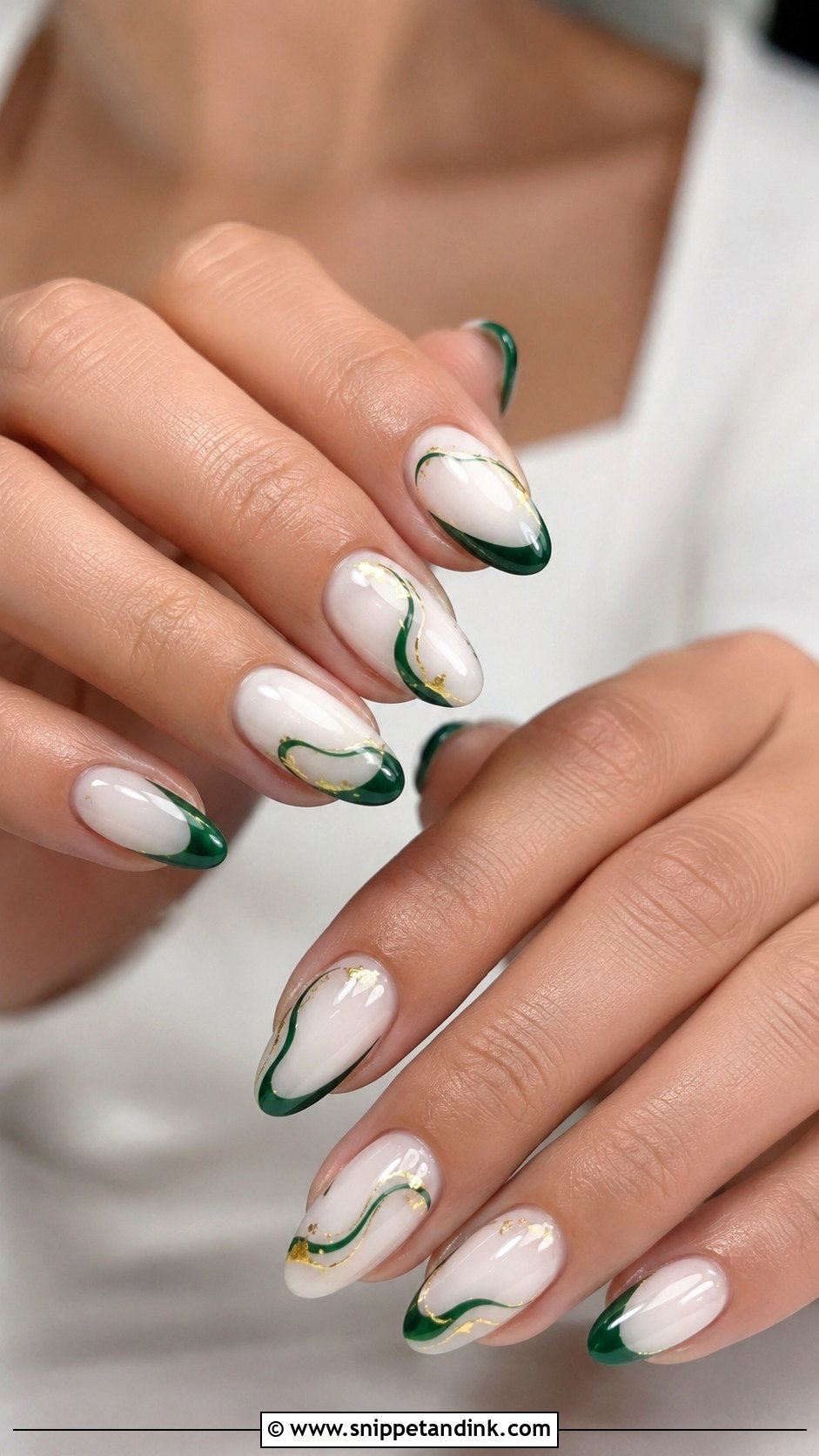 Emerald Green Milky White Wedding Nails - Snippet and Ink - 20 Emerald Green Wedding Nails