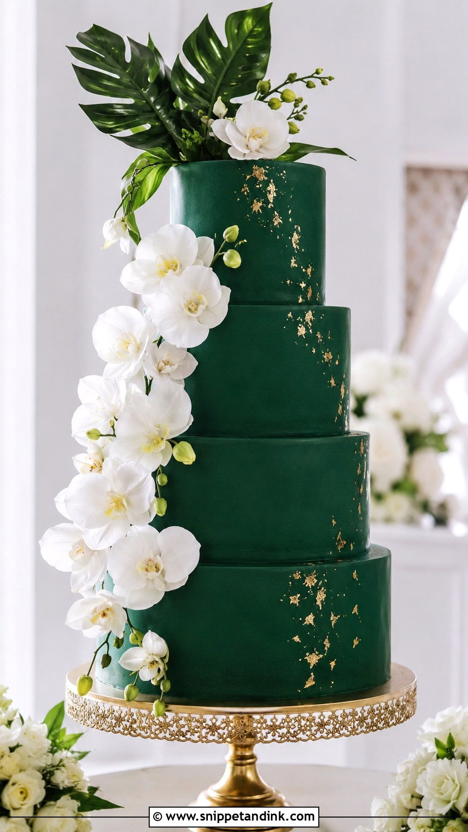 Emerald Green Orchid Wedding Cake - Snippet and Ink - 25 Emerald Wedding Cakes