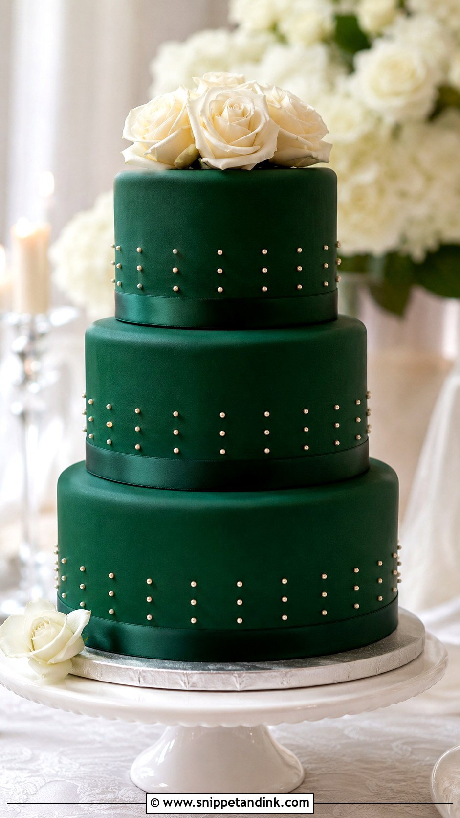Emerald Green Pearl Wedding Cake - Snippet and Ink - 25 Emerald Wedding Cakes