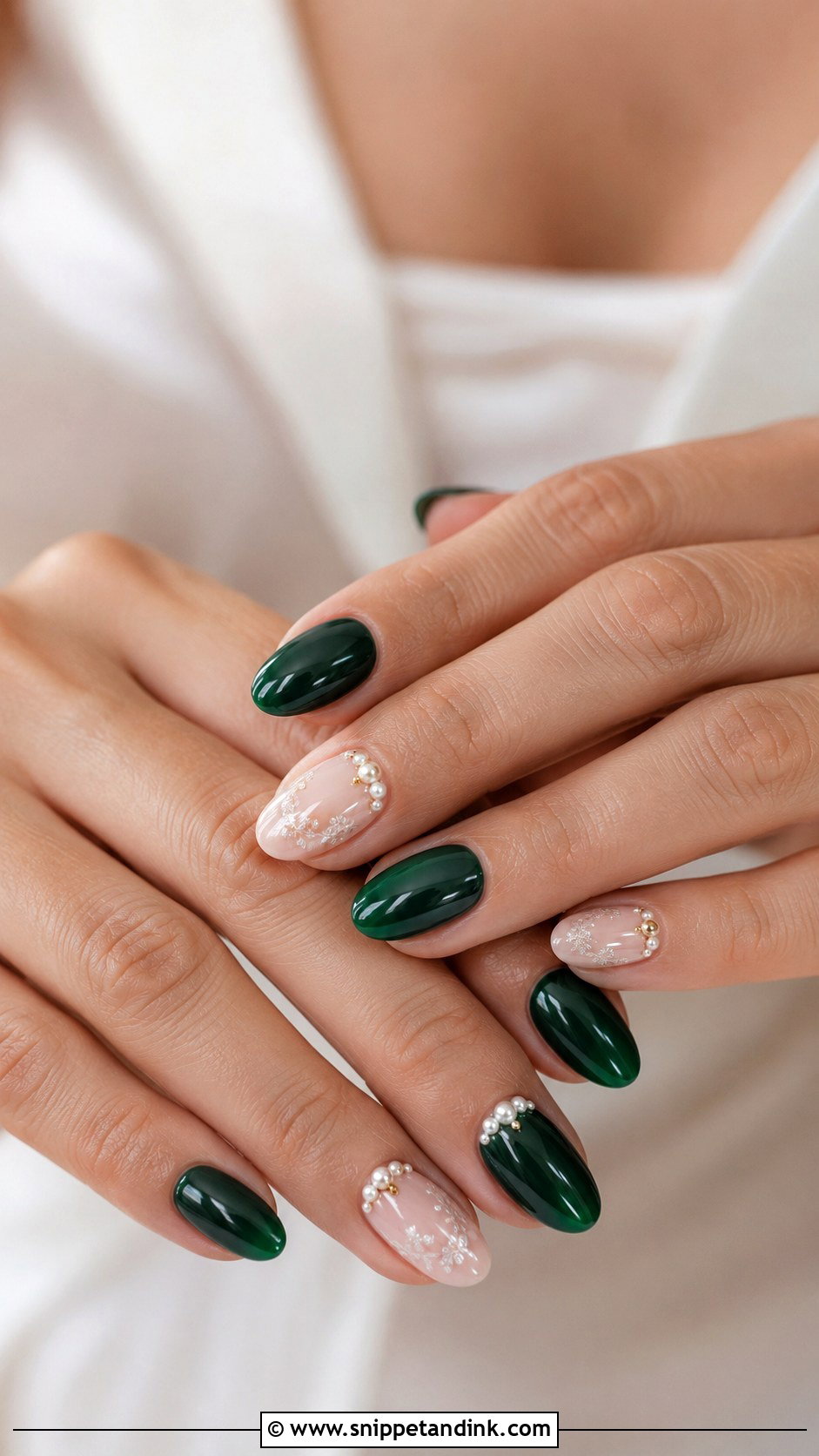 Emerald Green Pearl Wedding Nails - Snippet and Ink - 20 Emerald Green Wedding Nails