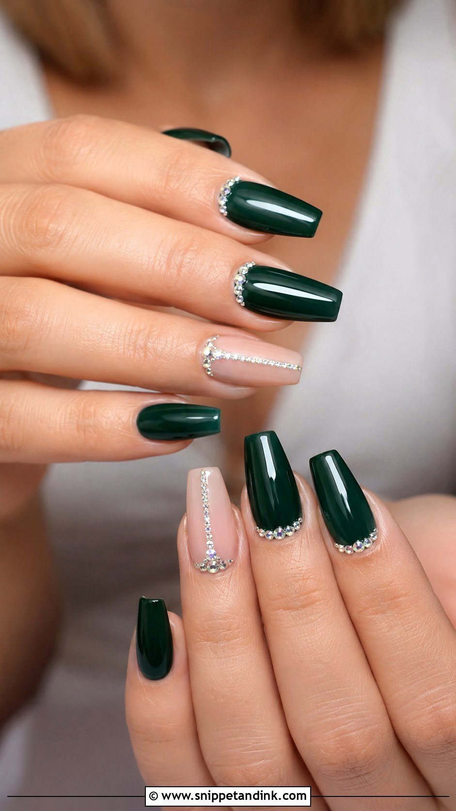 Emerald Green Rhinestone Wedding Nails - Snippet and Ink - 20 Emerald Green Wedding Nails