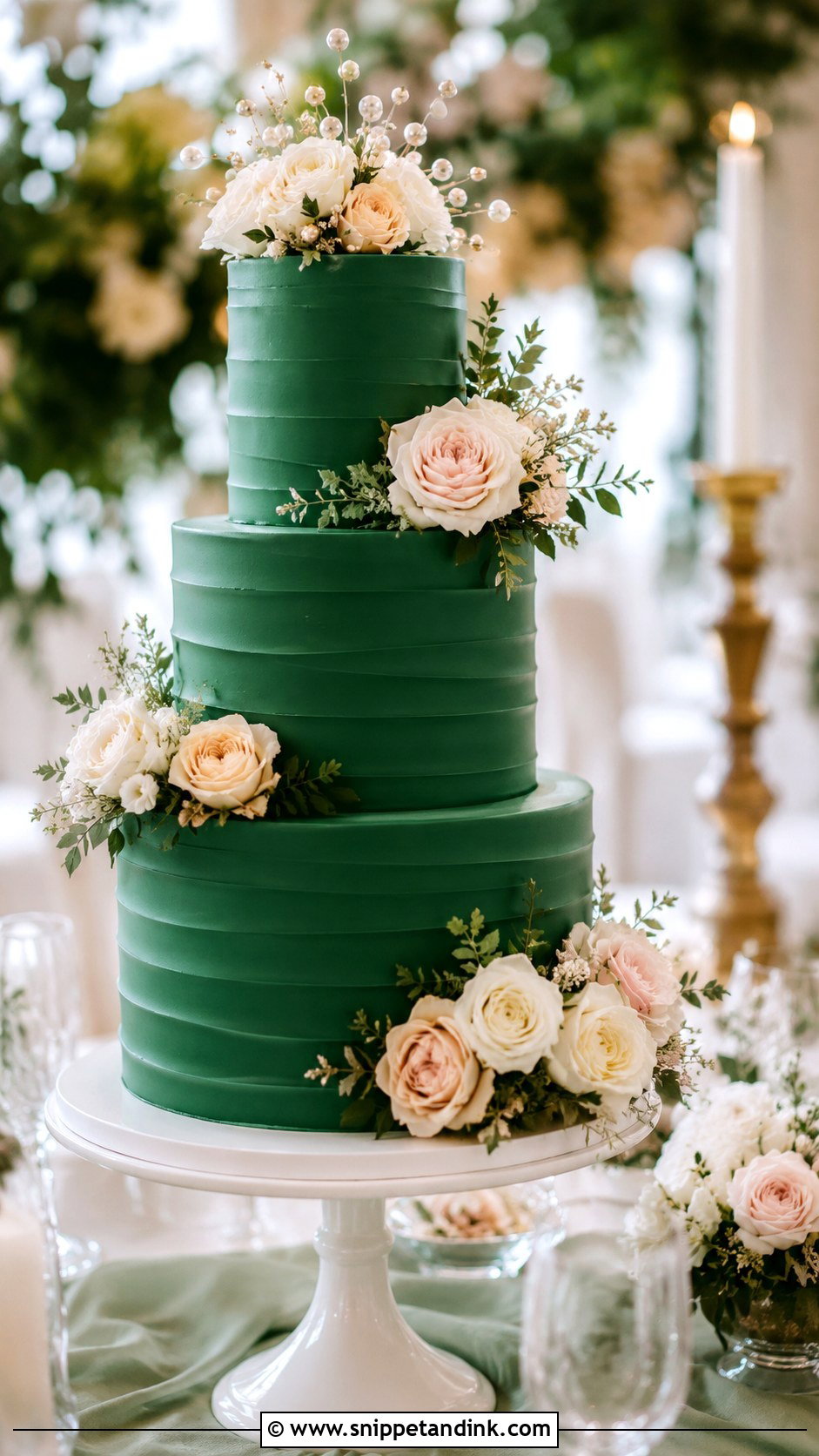 Emerald Green Rose Wedding Cake - Snippet and Ink - 25 Emerald Wedding Cakes
